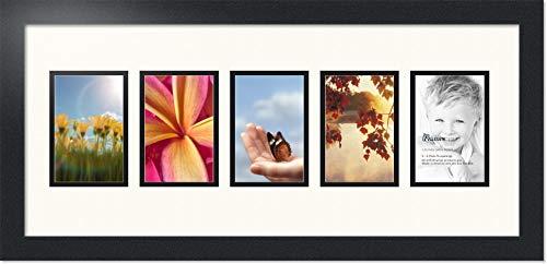 ArtToFrames Art to Frames Double-Multimat-1183-824/89-FRBW26079 Collage Photo Frame Double Mat with 5 - 3.75x5.75 Openings and Satin Black Frame