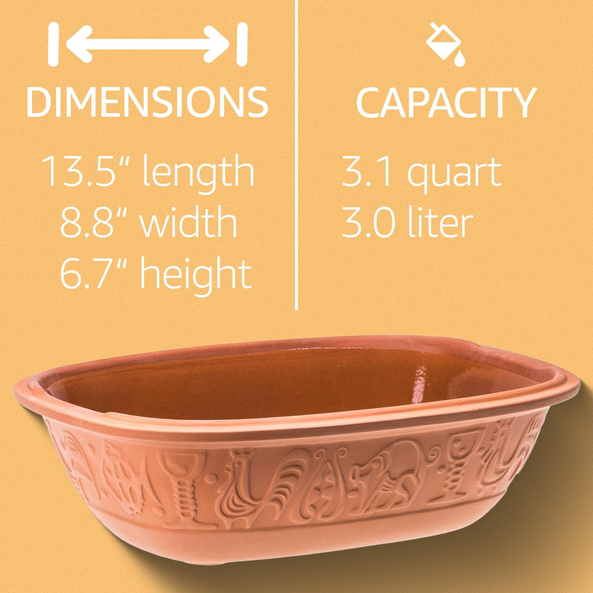 Römertopf Rmertopf 11105 Clay Roaster | Non-Stick Dutch Oven | Healthy Clay Pot Cooking | Clay Baker | Versatile Cooking Vessel - 3.2 Quarts (3 Liters) for up to 4 people