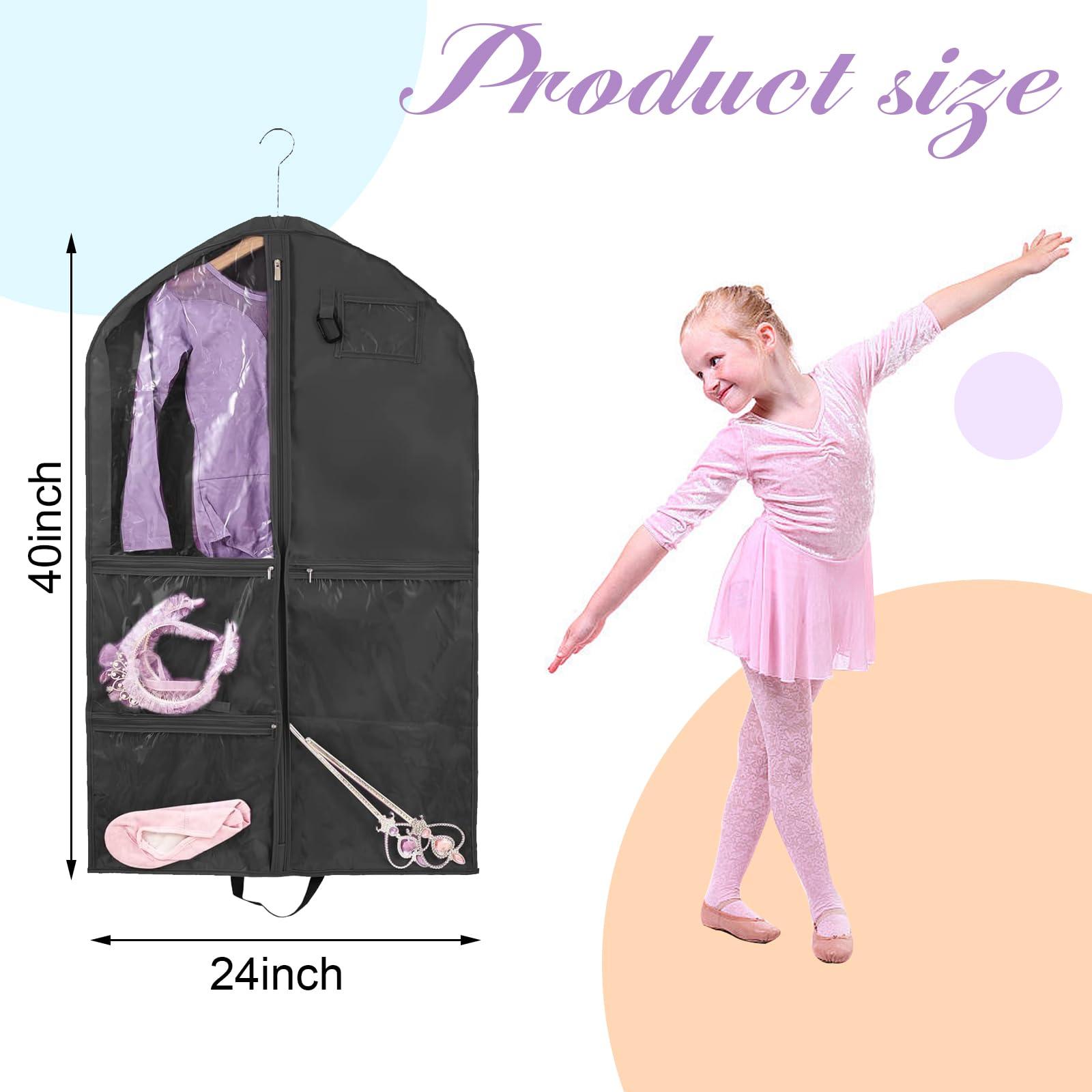 QEES Garment Bag,Garment Bags For Travel,Dance Costumes Bag,Costume Dance Garment Bags For Dancers,Kids Garment Bags For Hanging Clothes,Dance Costume Competition Bags For Girls,40Inch Garmet Bag