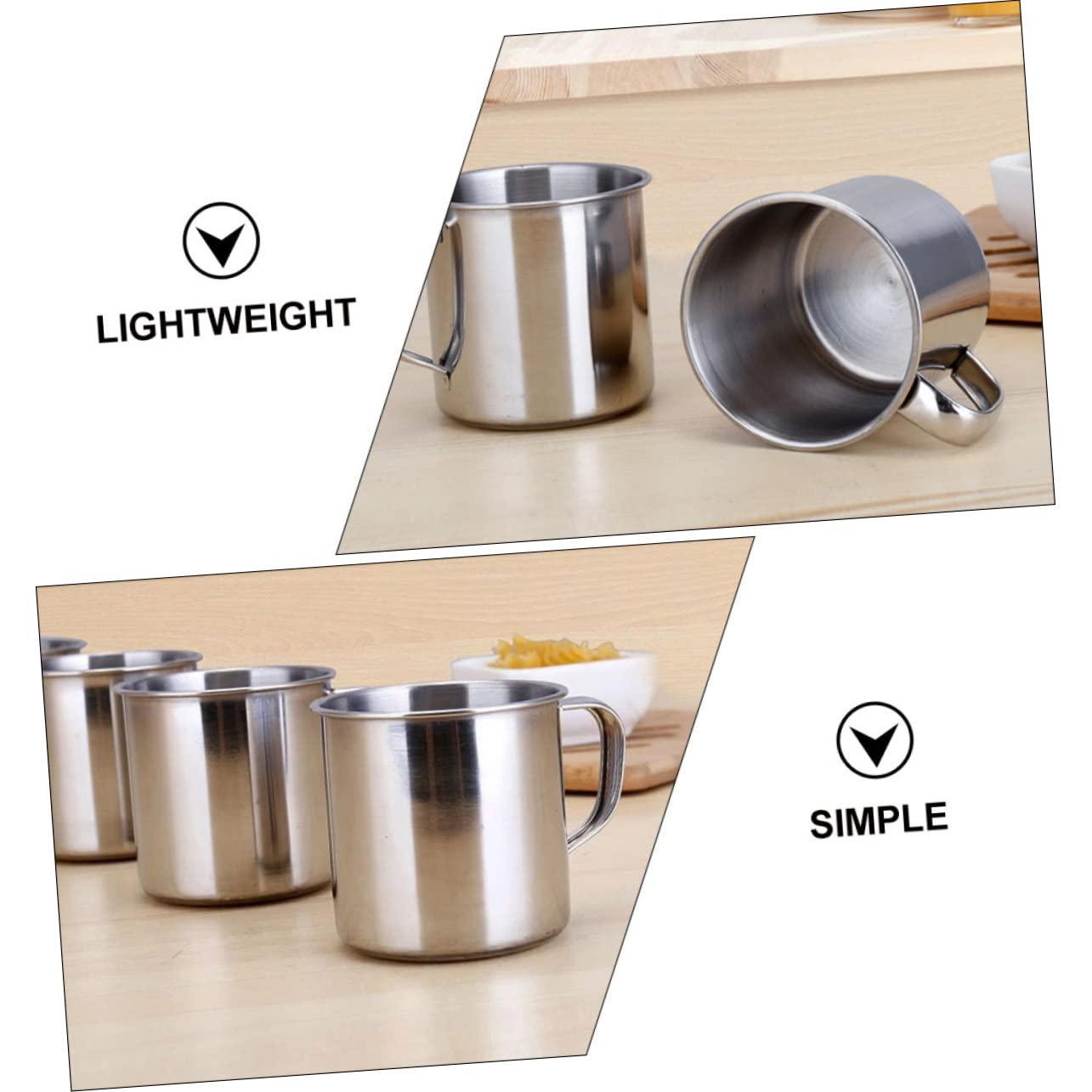 Cabilock 6pcs Children\'s Stainless Steel Water Cup Camping Mugs Kids Drinking Cups Mug with Handle Decorative Mug Cups for Coffee Stainless Steel Cup Coffee Mugs with Handles Latte Cup