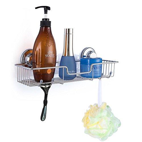 SANNO SANNO Suction Cup Shower Caddy Storage Combo Organizer, No Damage Bath Shelf Suction Cup Shower Basket,Rustproof Wire Bathroom Accessories - Rustproof Stainless Steel