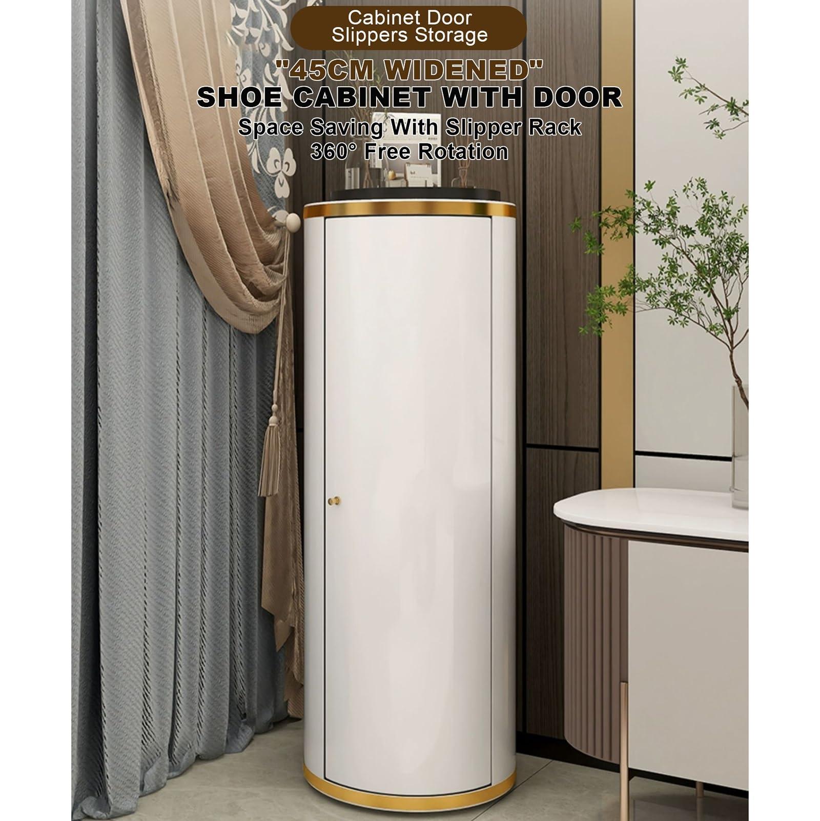 BAYTEWJX Spinning Shoe Rack Shoe Cabinet for Entryway Round Rotating Shoe Rack 360 Multi-Functional Household Shoe Cabinet Space Saving Shoe Rack for Home Closet Hallway Entrance Bedroom. ( Size : ID45-H99cm )