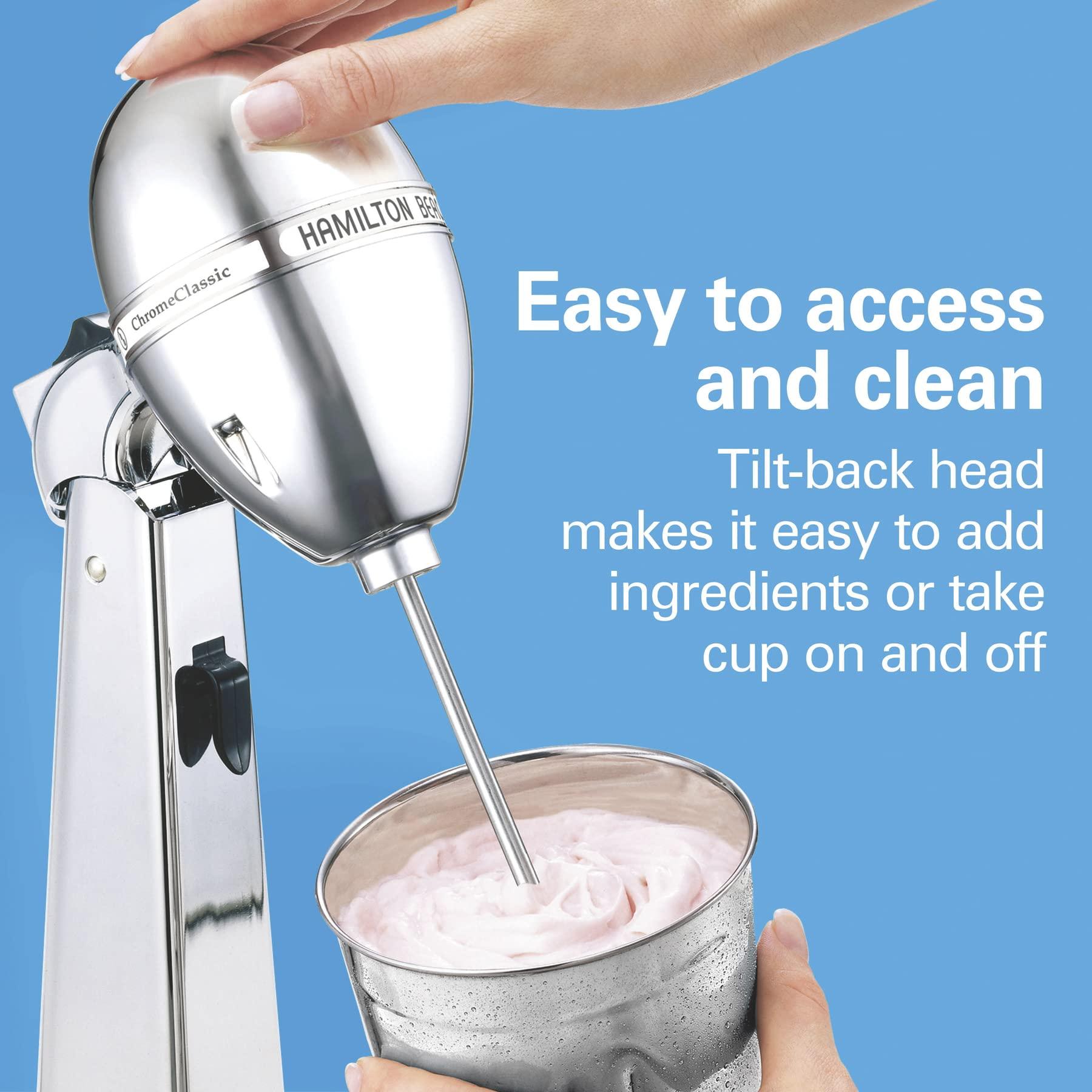 Hamilton Beach Hamilton Beach DrinkMaster Electric Drink Mixer, Retro Milkshake Maker & Milk Frother, 2 Speeds, Extra-Large 28 oz. Stainless Steel Cup, Classic Chrome