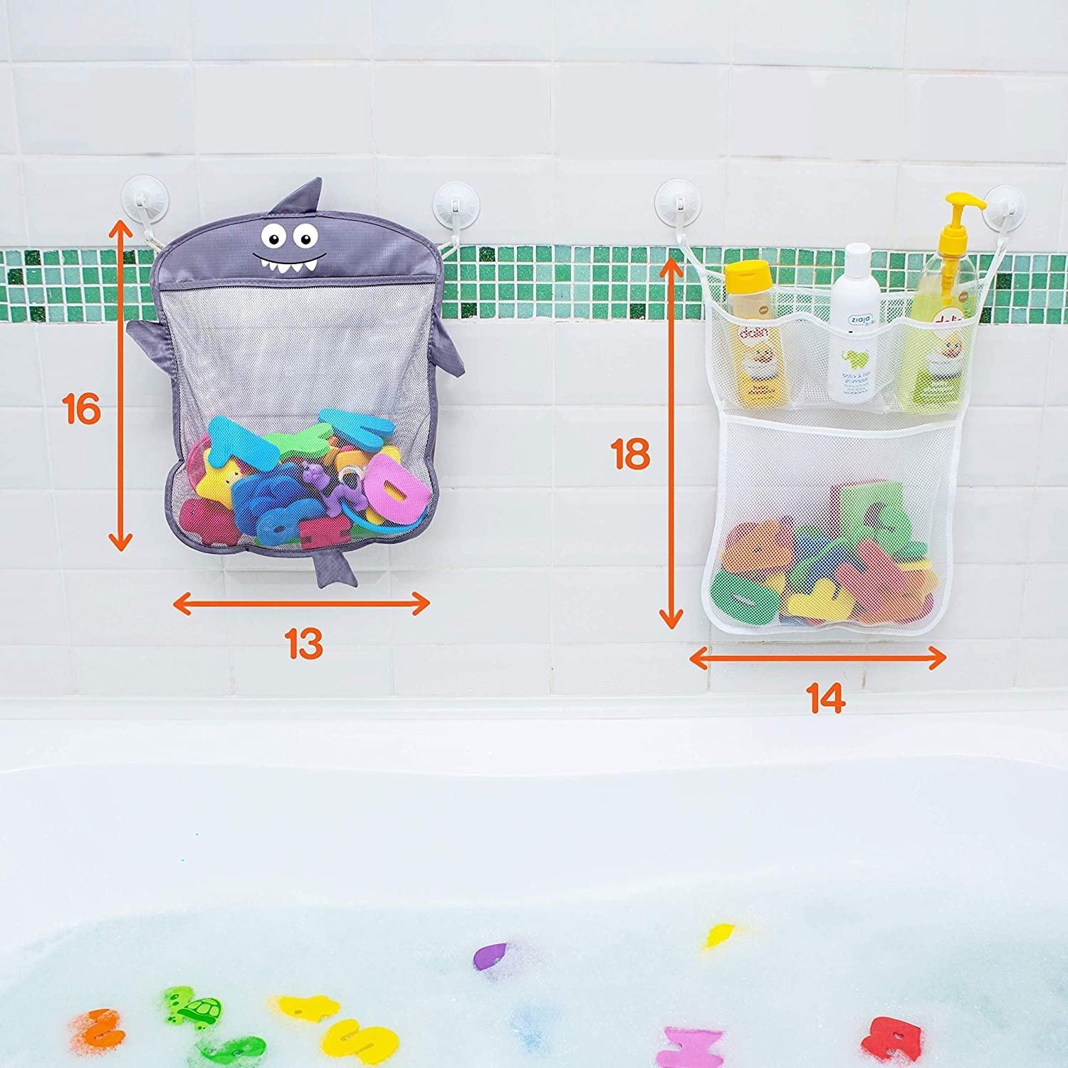 Comfylife 2 x Mesh Bath Toy Organizer + 6 Ultra Strong Hooks The Perfect Bathtub Toy Holder & Bathroom or Shower Caddy These Multi-use Net Bags Make Baby Bath Toy Storage Easy For Kids & Toddlers