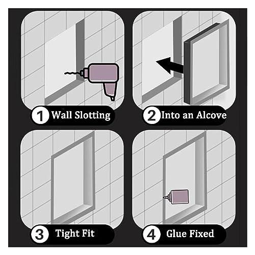 PHLEPS Stainless Steel Shower Nich Stainless Steel Bathroom Niche, Toilet Paper Storage Rack, Recessed Waterproof Shower Niche For Bathroom Storage/Shampoo/Toiletries ( Color : Apricot , Size : 65x30x14cm )