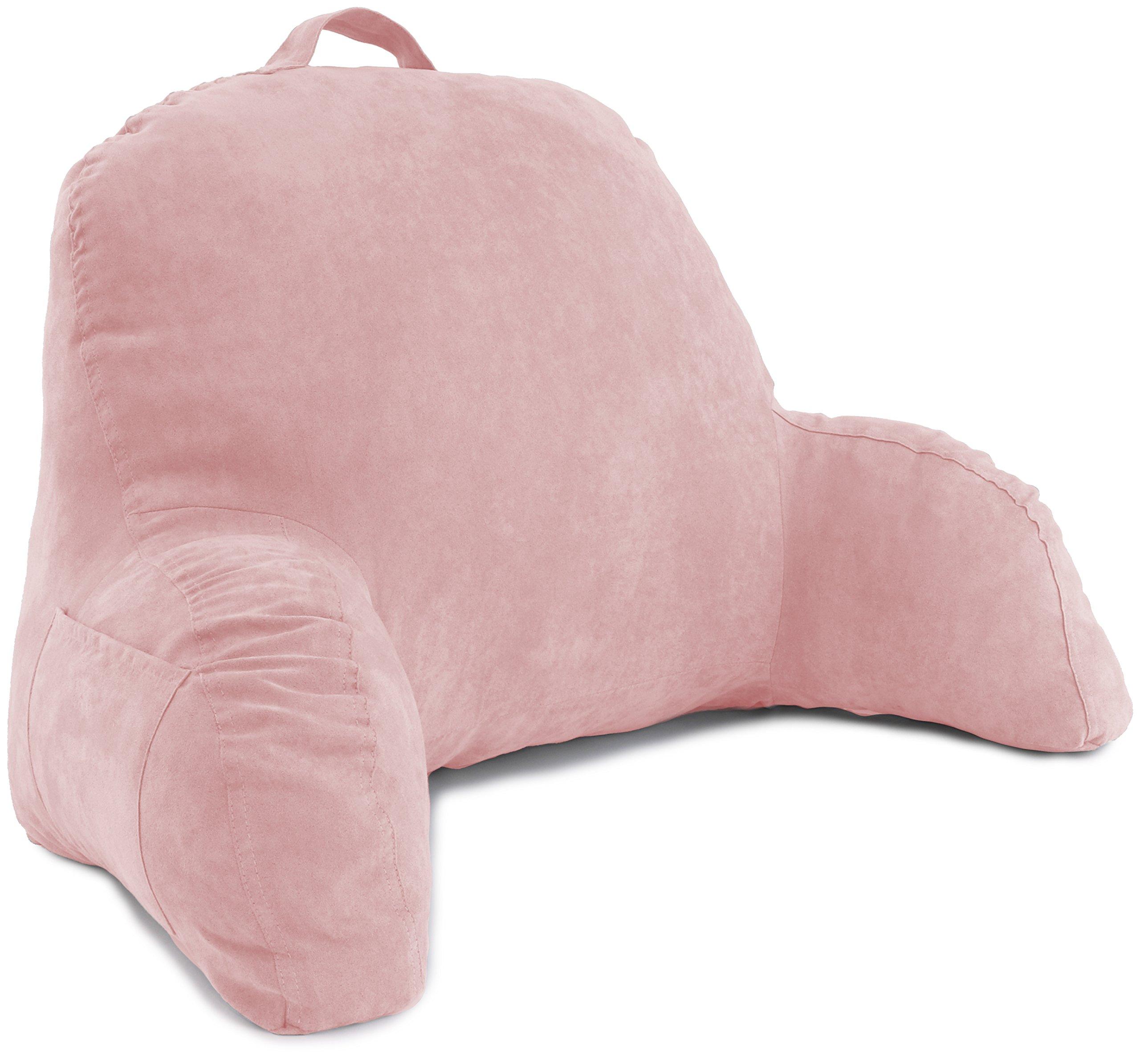 Deluxe Comfort Deluxe Comfort Microsuede Bed Rest - Backrest Pillow with Arms - Bed Rest Pillow - Reading Bedrest Lounger - Sitting Support Pillow - Soft But Firmly-Stuffed Fiberfill - Reading Pillow, Pink