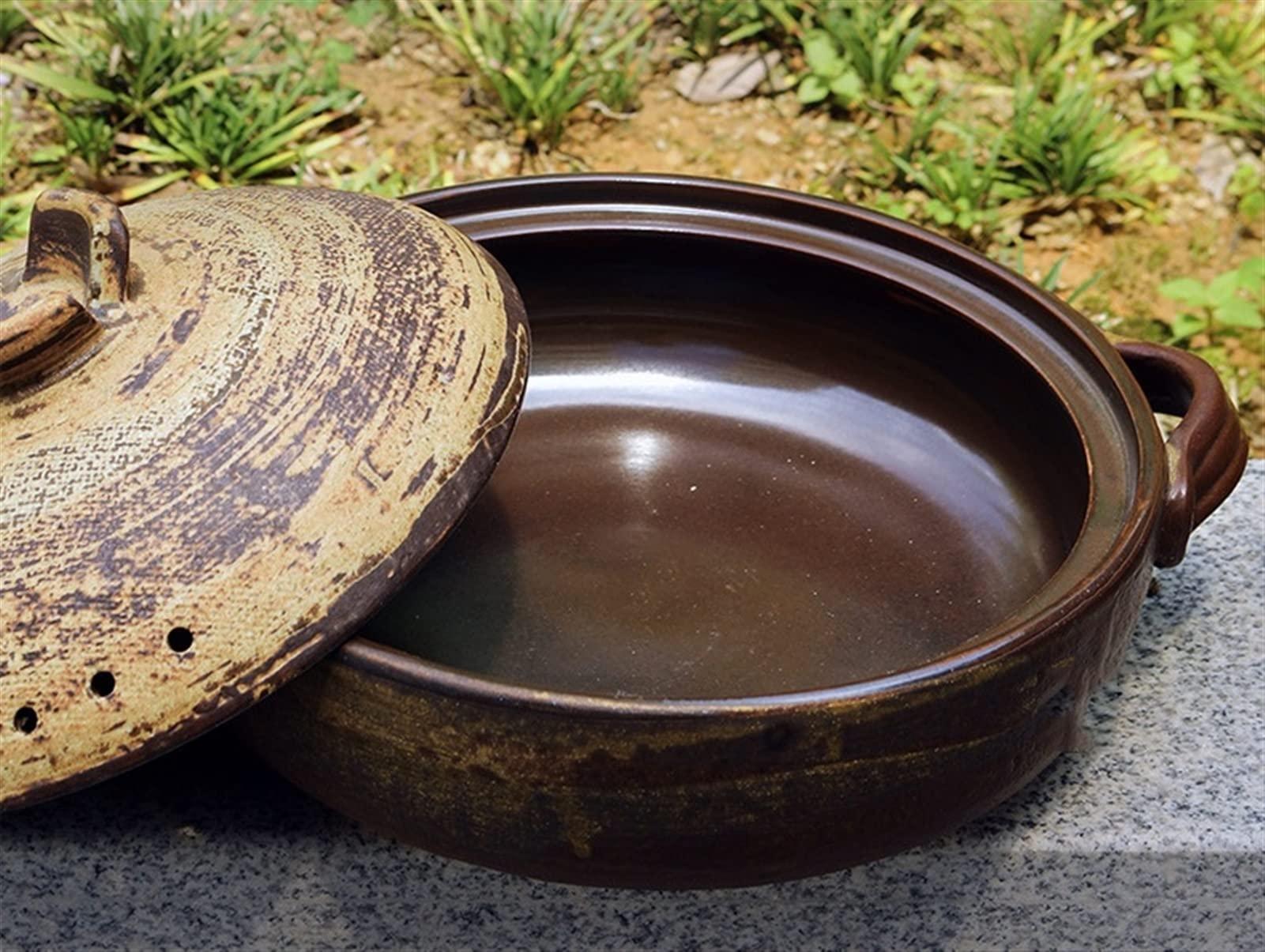 FORVOLWCO Clay Pot for Cooking Japanese Ceramic Hot Pot Donabe Casserole Korean Earthenware Pot with Lid, Heat Storage and Energy Saving, Easy to Clean (Size : 1.4L)