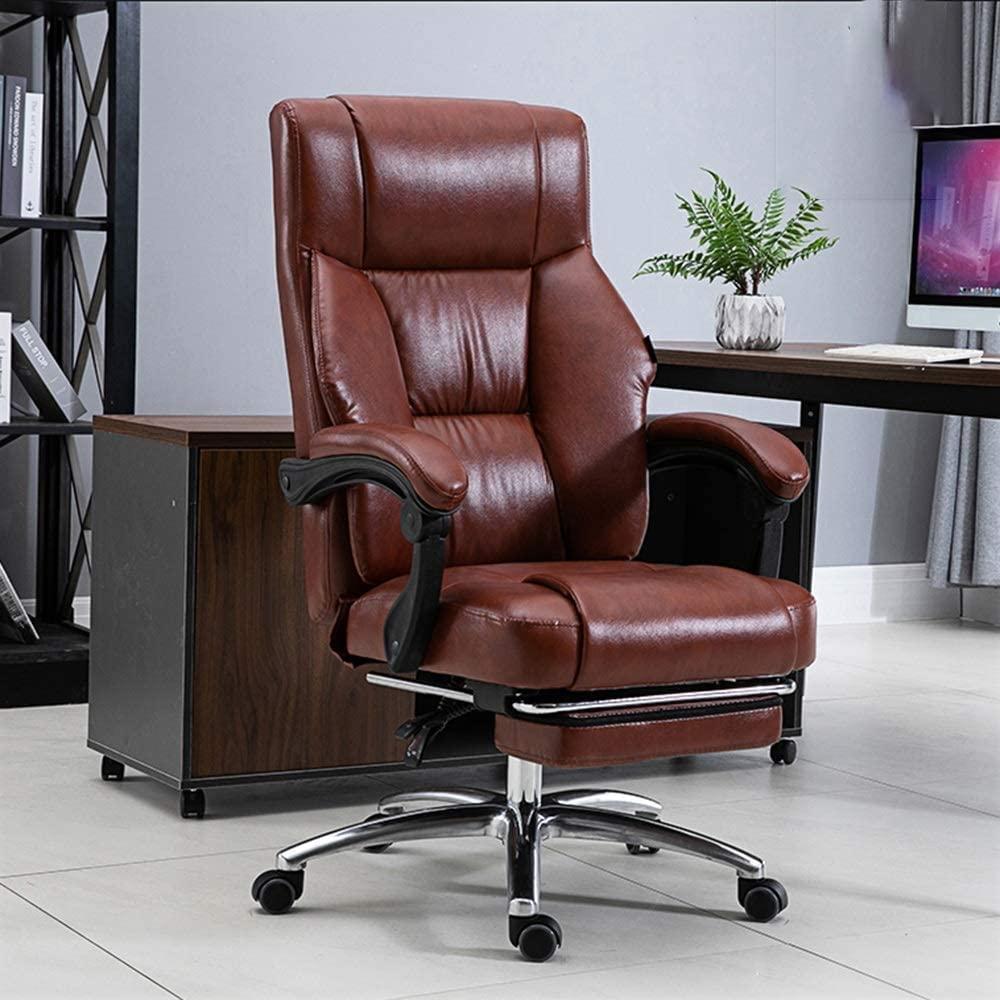 REMYS Office Chair Desk Chair Computer Chair Computer Chair Leather Desk Gaming Chair with Footrest Ergonomic Swivel Computer Desk Chair Height Adjustable Executive Office Chair Linkage Handrail with Movab