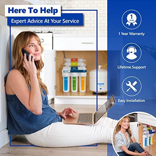 EXPRESS WATER Express Water Reverse Osmosis Deionization Water Filtration System 6 Stage RO Water Filter with Faucet and Tank Under Sink Water Filter with Deionization Water Filter 100 GPD