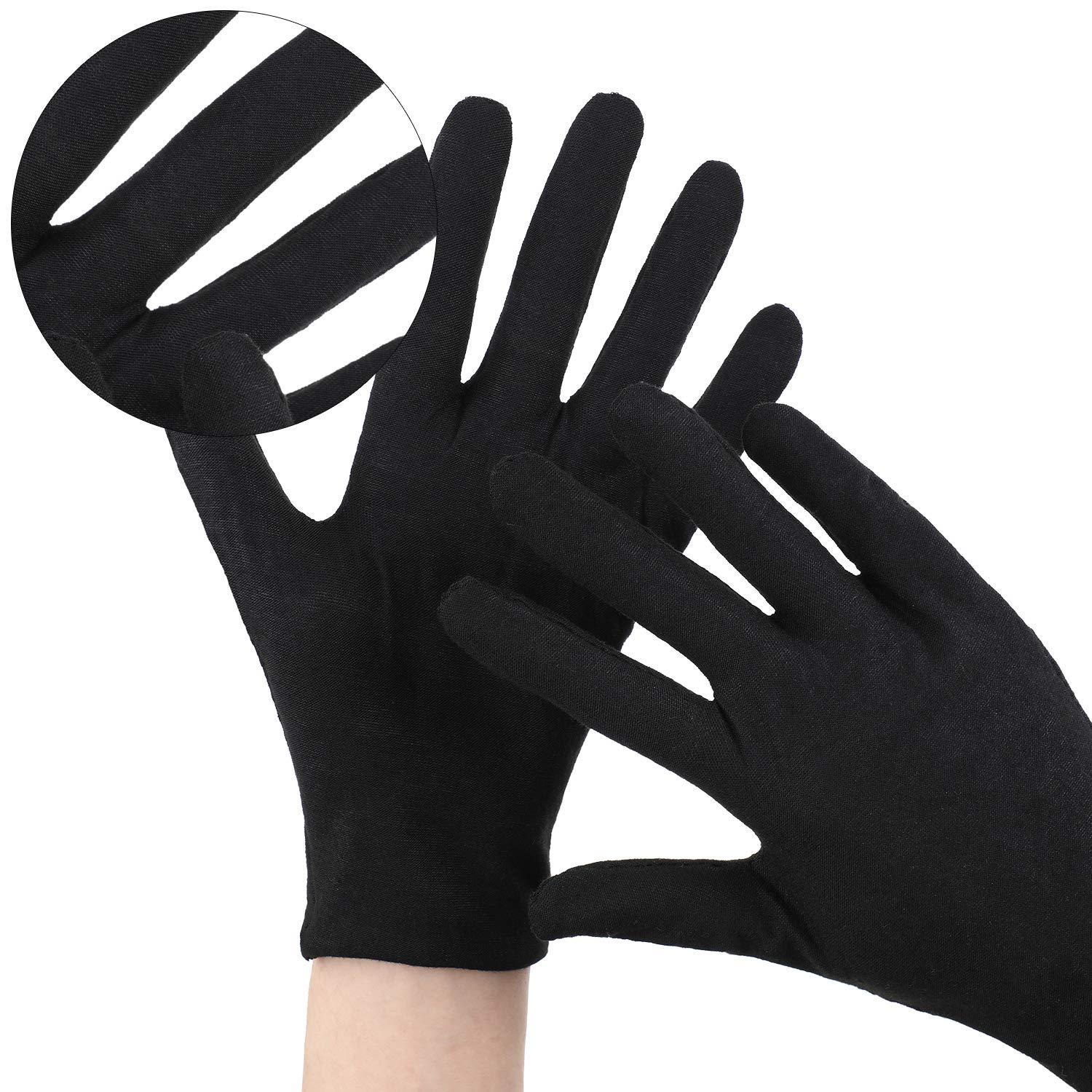 SATINIOR SATINIOR 60 Pcs Cotton Glove Stretchy Work Glove Reusable Mitten for Men Women Dry Hand Art Handling Coin Jewelry(Black)