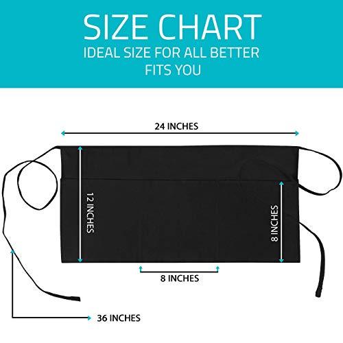 Utopia Wear Utopia Wear 12 Pack Server Apron with 3 Pockets, Waist Apron for Waiter Waitress, 12 Inches, Black