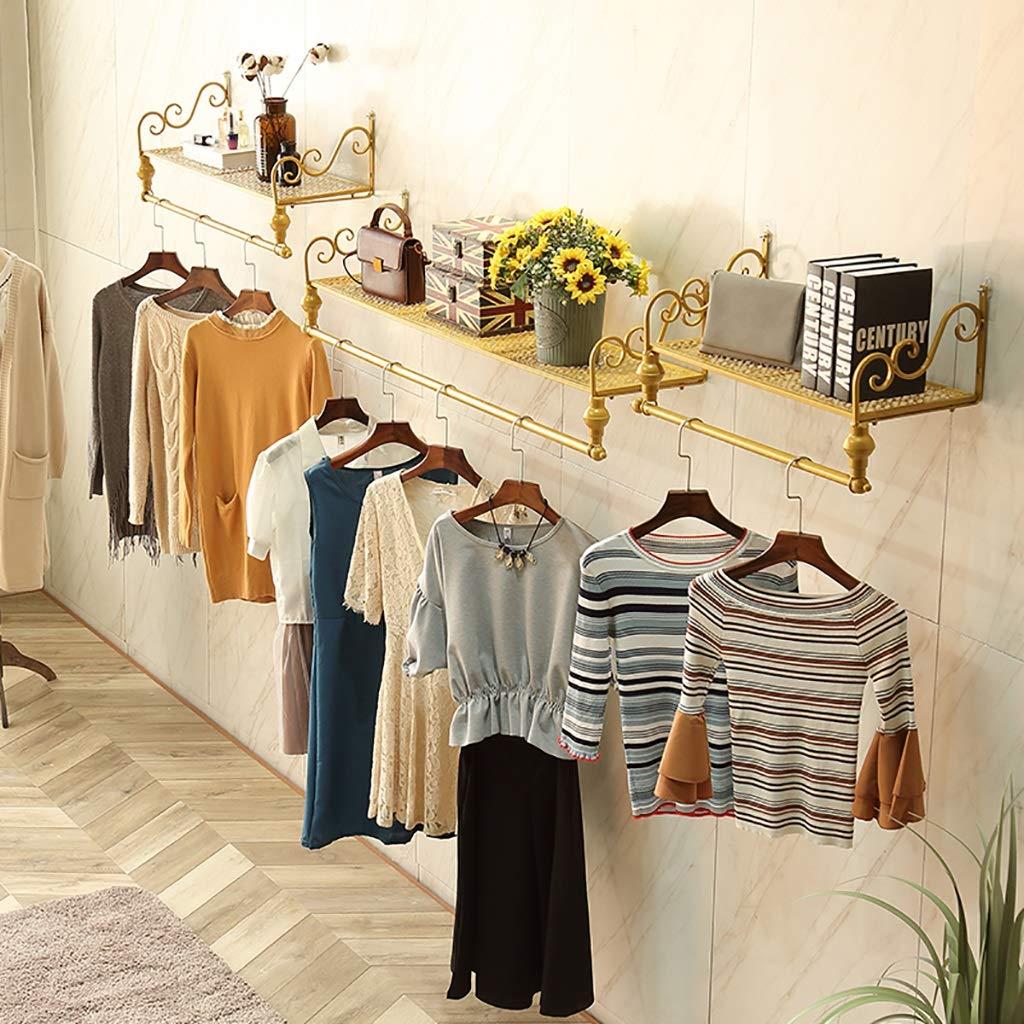 FKhanger Iron Clothes Floating Shelf Rod,Wall Garment Bar Coat Rack with Shelf,Hanger Storage for Clothing Display-60/80/100/120cm (Size : 602720.5cm)