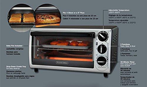 Proctor Silex Proctor Silex 4-Slice Modern Countertop Toaster Oven with Bake Pan, Black (31122)