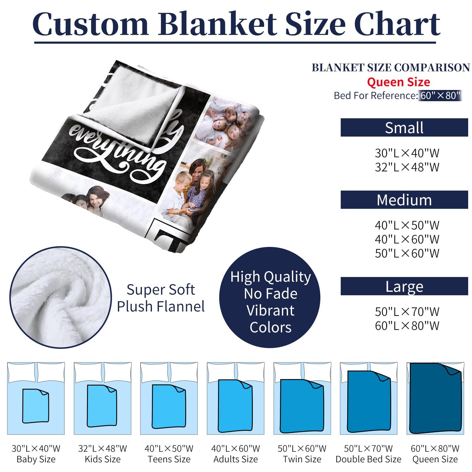 Takezuaa Custom Blanket With Pictures Texts-Personalised Photo Blanket Flannel Personalized Throw Blanket With Your Own Pictures Custom Blanket with Photo Collages For Family Birthday Wedding Gift(3 pictures)