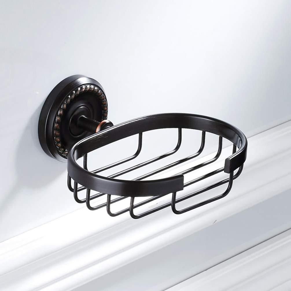 LUDSUY LUDSUY Black Bronze Bathroom Hardware Pendant Copper Soap Basket Soap Dish Rack