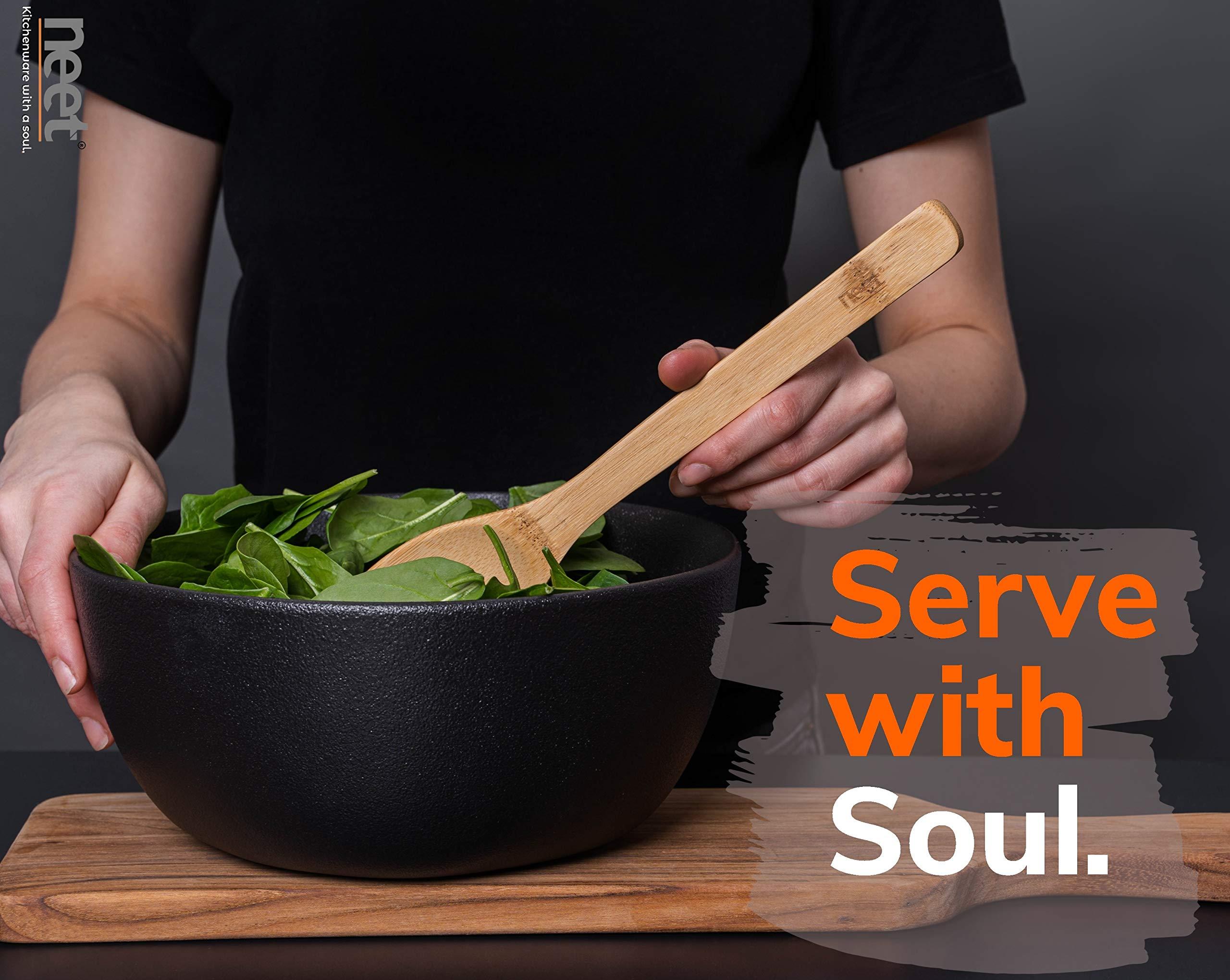 NEET Neet Wooden Spoons For Cooking 6 Piece Organic Bamboo Utensil Set With Holder Wood Kitchen Utensils Spatula Spoon For High Heat Stirring In Nonstick Pots & Pans Quality Gift & Everyday Use