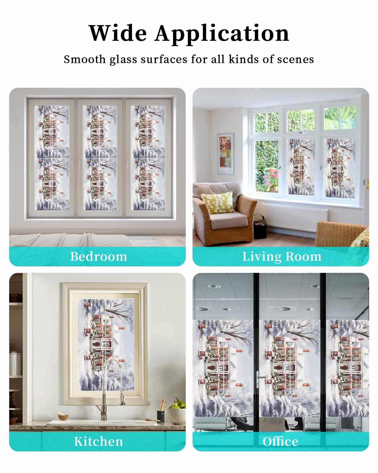 JasmineM Window Privacy Film, Merry Christmas Window Clings for Glass Windows, Static Cling Window Sticker, Daytime Privacy Bathroom Door Covering, 17.7x39.3in