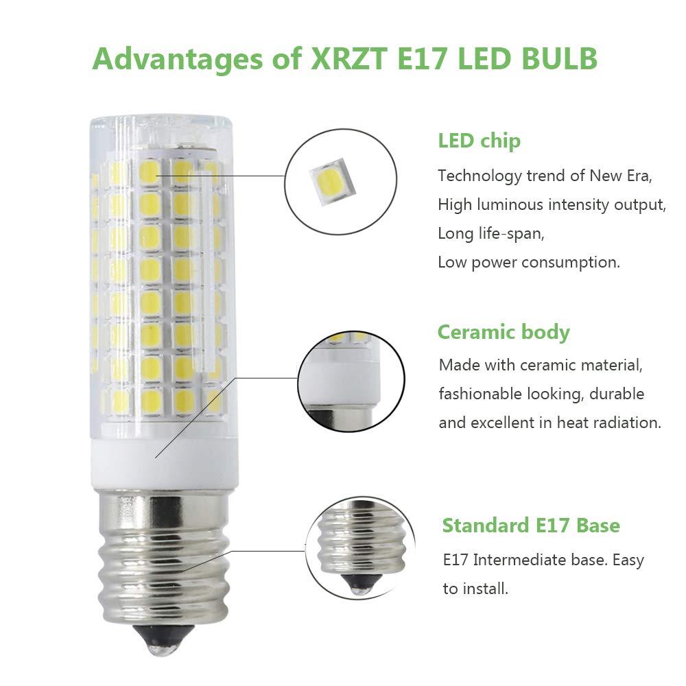XRZT XRZT E17 Led Microwave Oven Light Bulb Over Stove Appliance Bulb, Replacement 40W 60W 75W Halogen Range Hood 7W Dimmable White 6000K Pack of 2