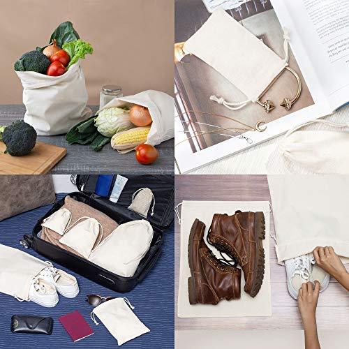 DR DR 100 Percent Cotton Muslin Drawstring Bags 12-Pack For Storage Pantry Gifts (6 x 8 inch, Beige)