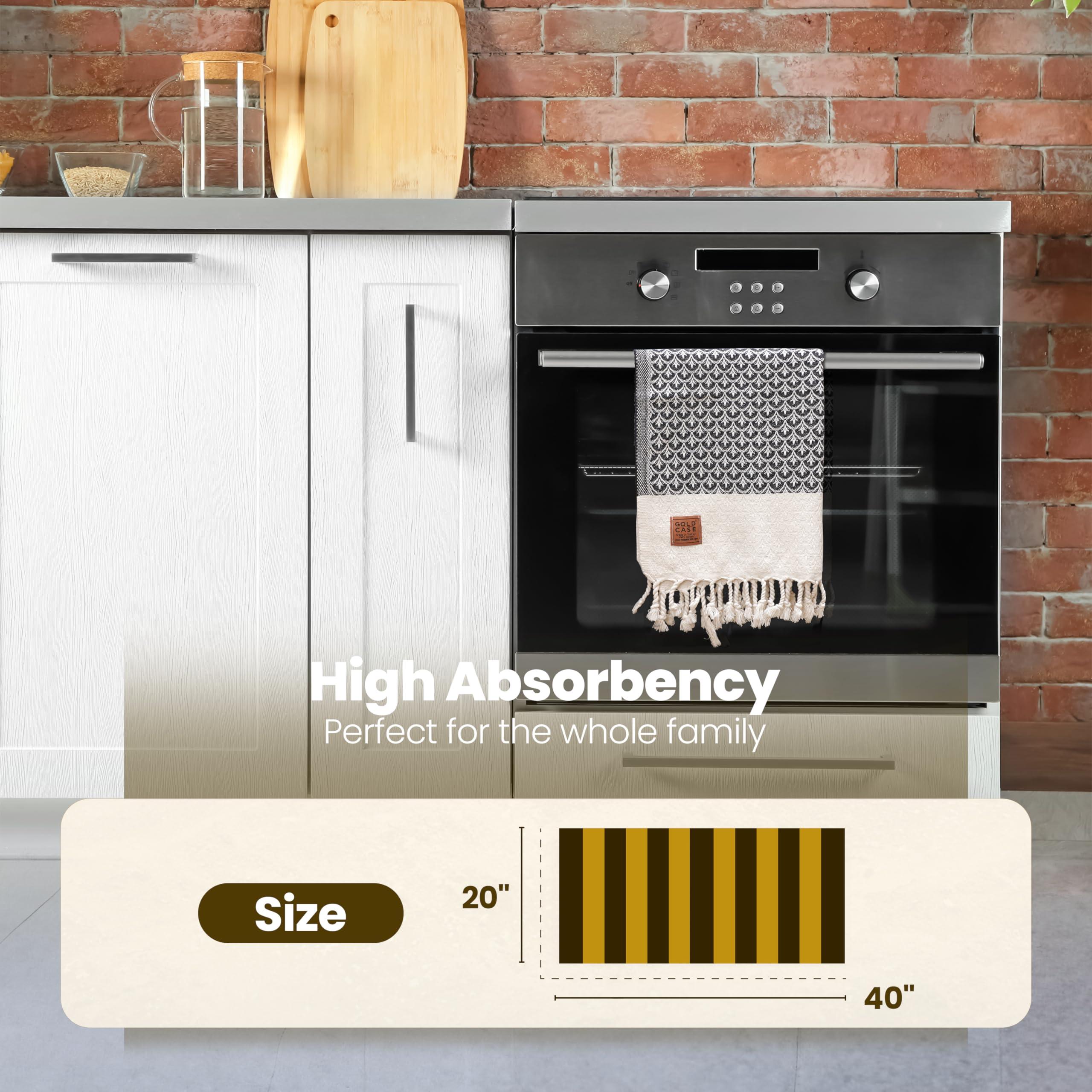 GOLD CASE HOME COLLECTION Gold CASE Turkish Hand Towels for Bathroom Set of 4 100% Cotton Bathroom Towels Helen Kitchen Small Towel for Spa, Face, Tea & Dishcloth Decorative Patterned Weave Black