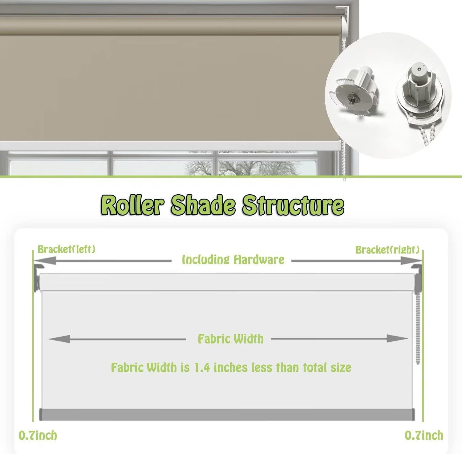 fhsblinds FHSBLINDS Custom Blinds for Windows Roller Shades for Windows-Room Darkening Waterproof Blackout Window Blinds & Shades for Home Kitchen Bedroom (Khaki 100% Blackout, 64" W x 96" H)