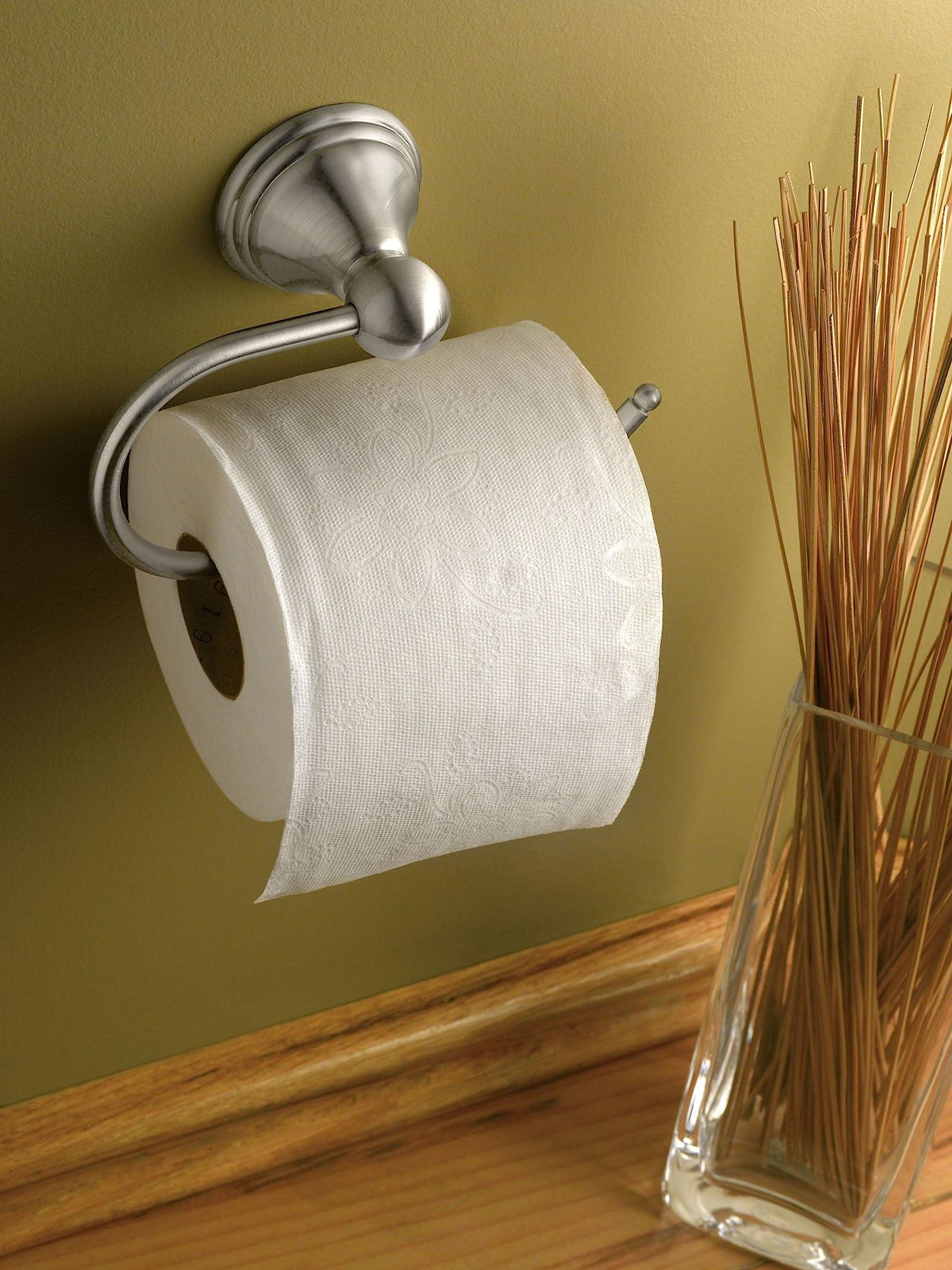 Moen Moen Preston Collection Spot Resist Brushed Nickel Single Post Toilet Paper Holder, Wall Mounted Toilet Roll Holder, DN8408BN