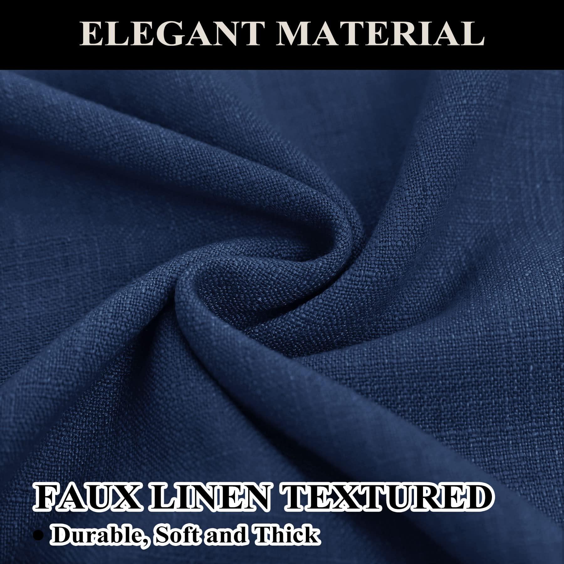 Fcosie Fcosie 50" W x 63" L Pinch Pleated Drapes for Traverse Rod Linen Textured Curtains Room Darkening Curtains for Girls Boys Teen Children Nursery Baby Kids Room, 2 Panels, Navy Blue