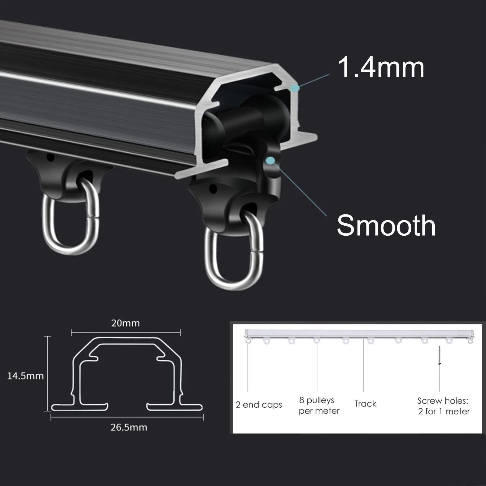 SRNSAEB SRNSAEB Recessed Mount Curtain Track, Embedded Invisible Ceiling Mount Curtains Rail Track Set, Bay Windows/Living Room/Bedroom/ 1-12 m/ 3.3-39.4 ft Long (Color : Black, Size : 4m/13ft)
