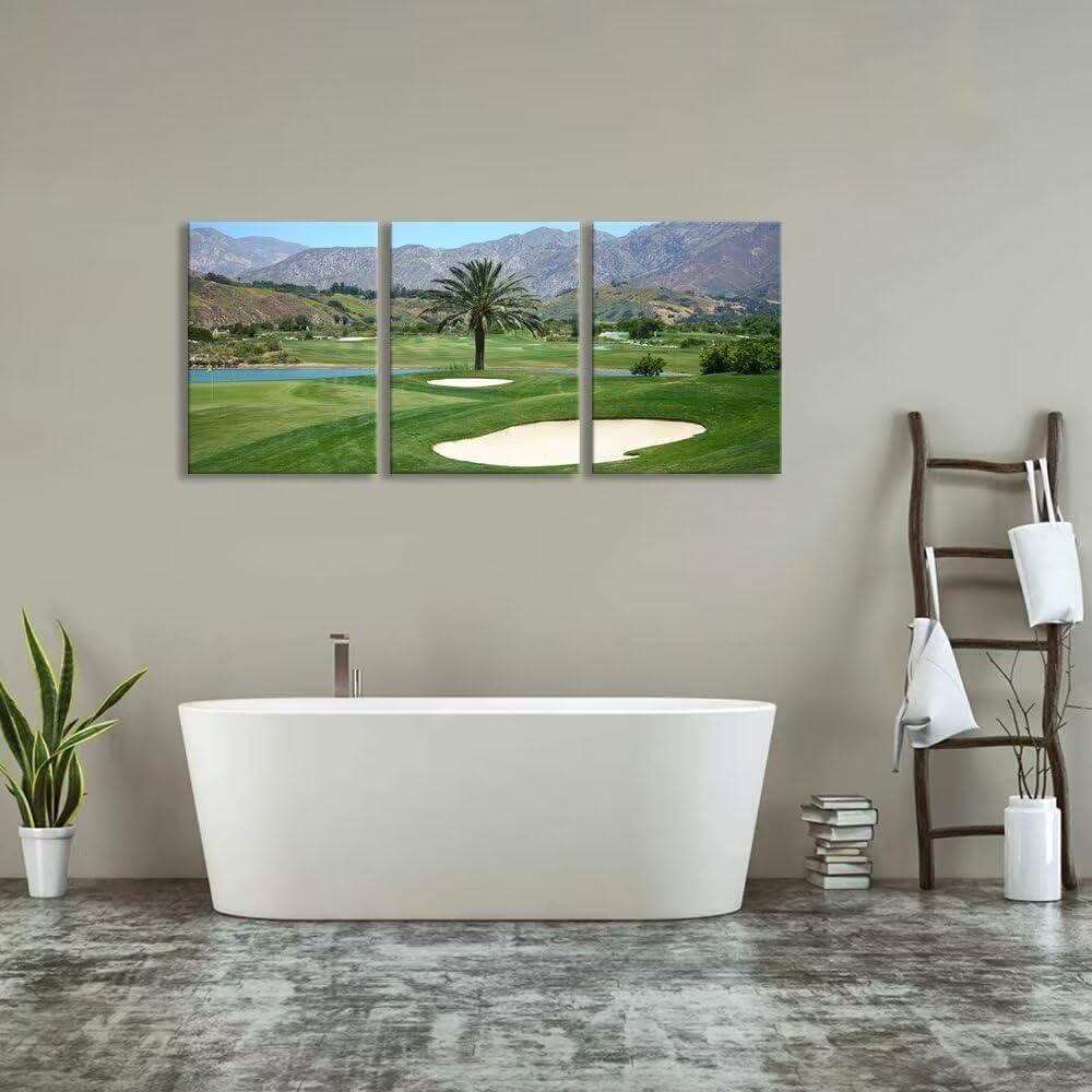 chenchenArt chenchenArt California Los Angeles Golf Course Wall Art for Living Room Bedroom Bathroom Home Decorations Los Angeles Golf Course Picture Poster Canvas Prints Framed Ready to Hang(20\'\'W x 28\'\'H x3)