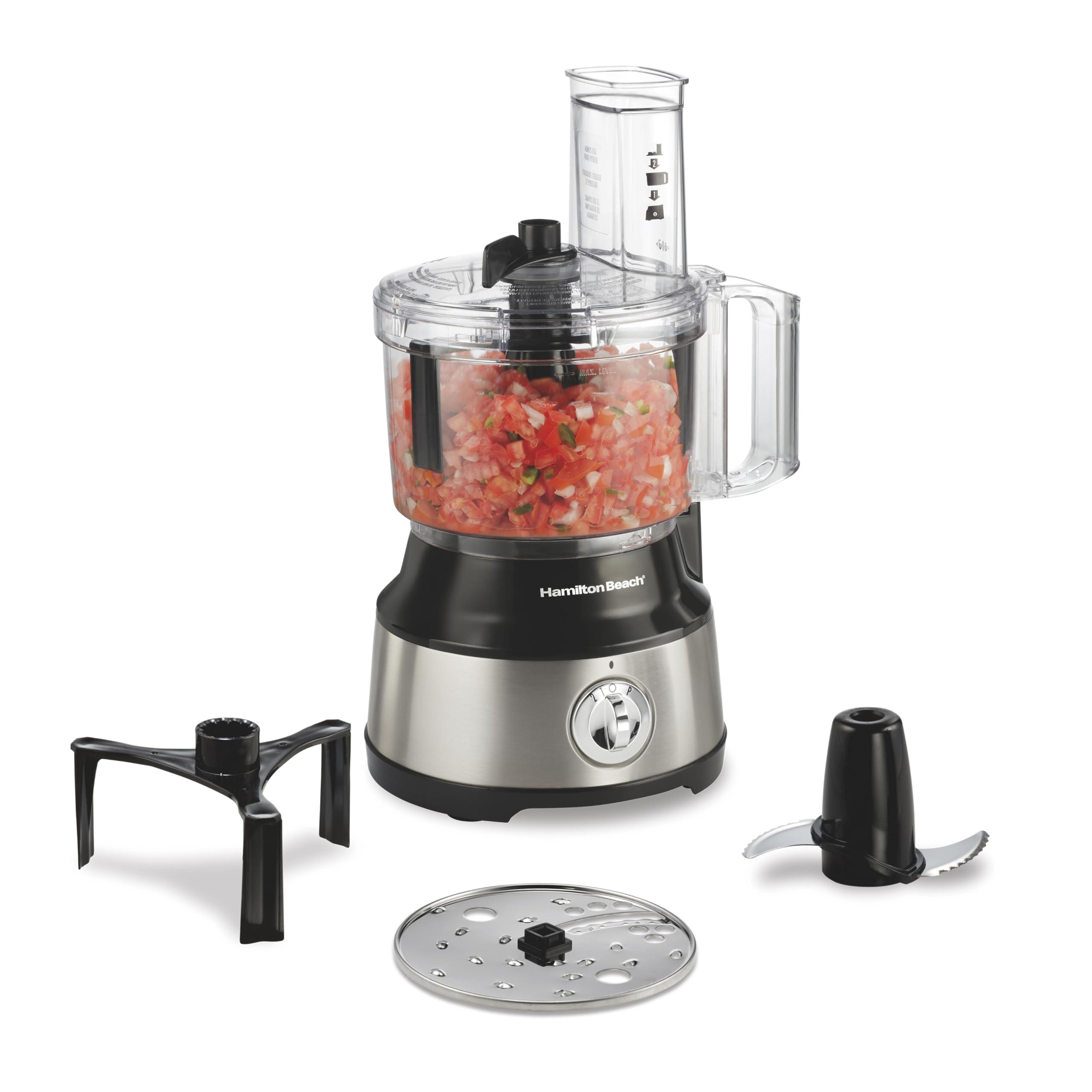 Hamilton Beach Hamilton Beach Food Processor & Vegetable Chopper for Slicing, Shredding, Mincing, and Puree, 10 Cups + Easy Clean Bowl Scraper, Black and Stainless Steel (70730)