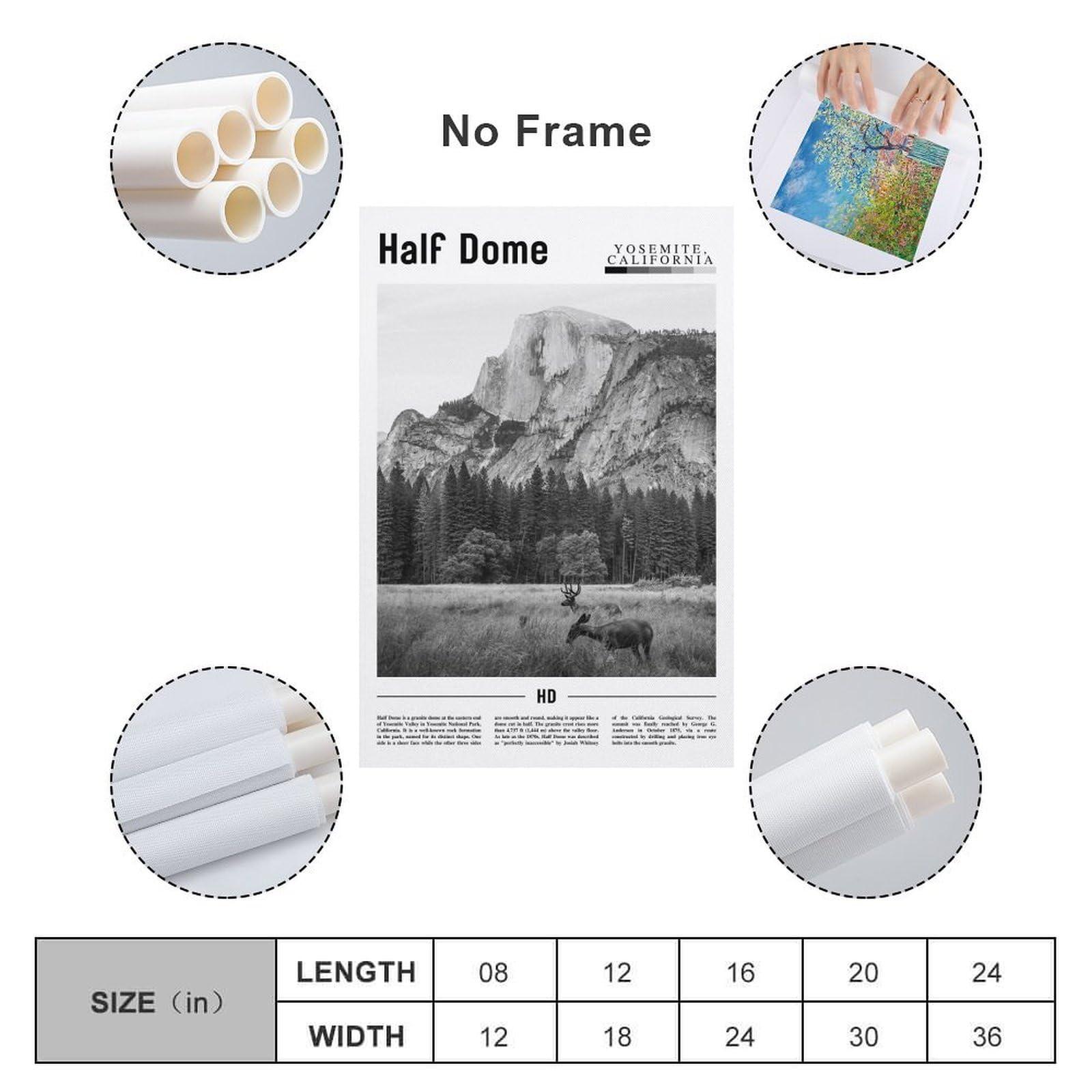 ZejaL ZejaL Half Dome Black And White Travel Landscape Poster California City Wall Art Room Aesthetic Poster for Room Aesthetics Canvas Wall Art Poster And Print 24x36inch(60x90cm)