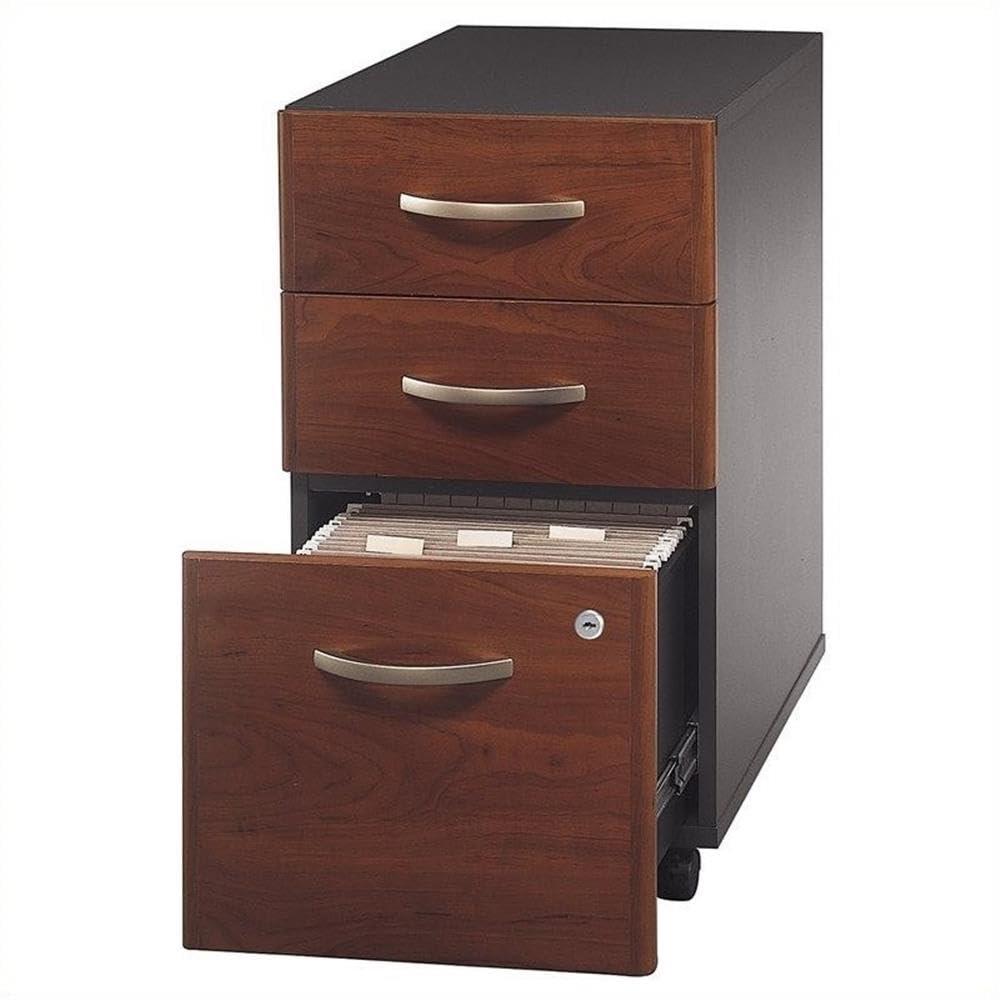 Bush Furniture Bush Furniture Series C 2 Piece 66\" Desk Shell and 3 Drawer Mobile Pedestal Set in Cherry