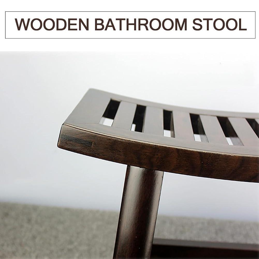 MegLob MegLob Blackwood Shower Stool, 39*17*29Cm, Solid Wood Shower Benches for inside Shower, Small Bathroom Shower Bench Stool, Ergonomic Shower Stool with Curved Seat Surface, Multifunctional Wood Stool