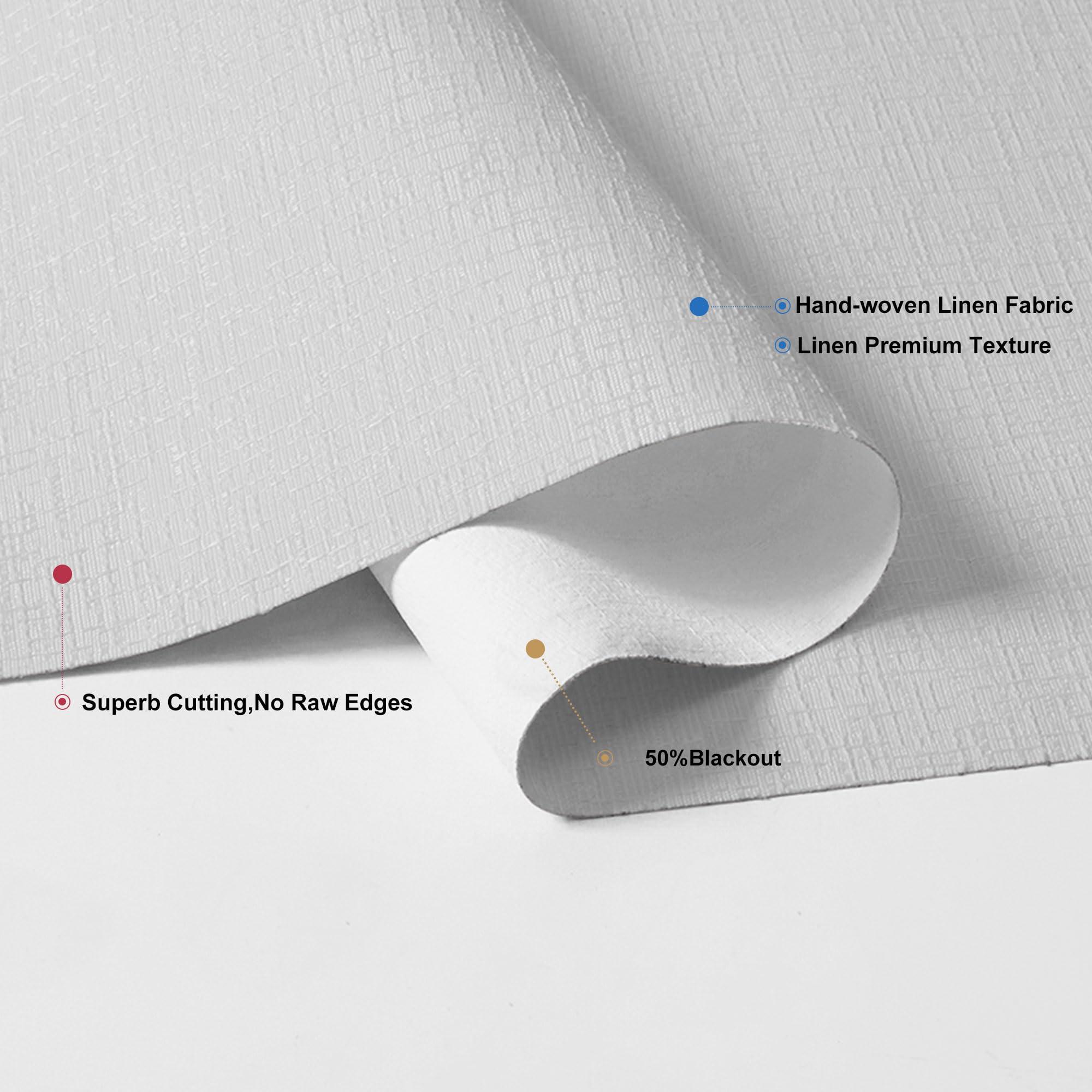 Sulugood Sulugood NO Drill NO Tools Cordless Roman Shades for Interior Windows, Top Down Bottom Up Roman Window Shade, Custom Blackout Linen Roman Window Blinds(32" W x 48" H) Blackout White Gray