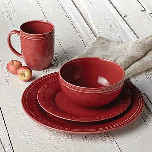 Rachael Ray Rachael Ray Cucina Dinnerware 16-Piece Stoneware Dinnerware Set, Cranberry Red