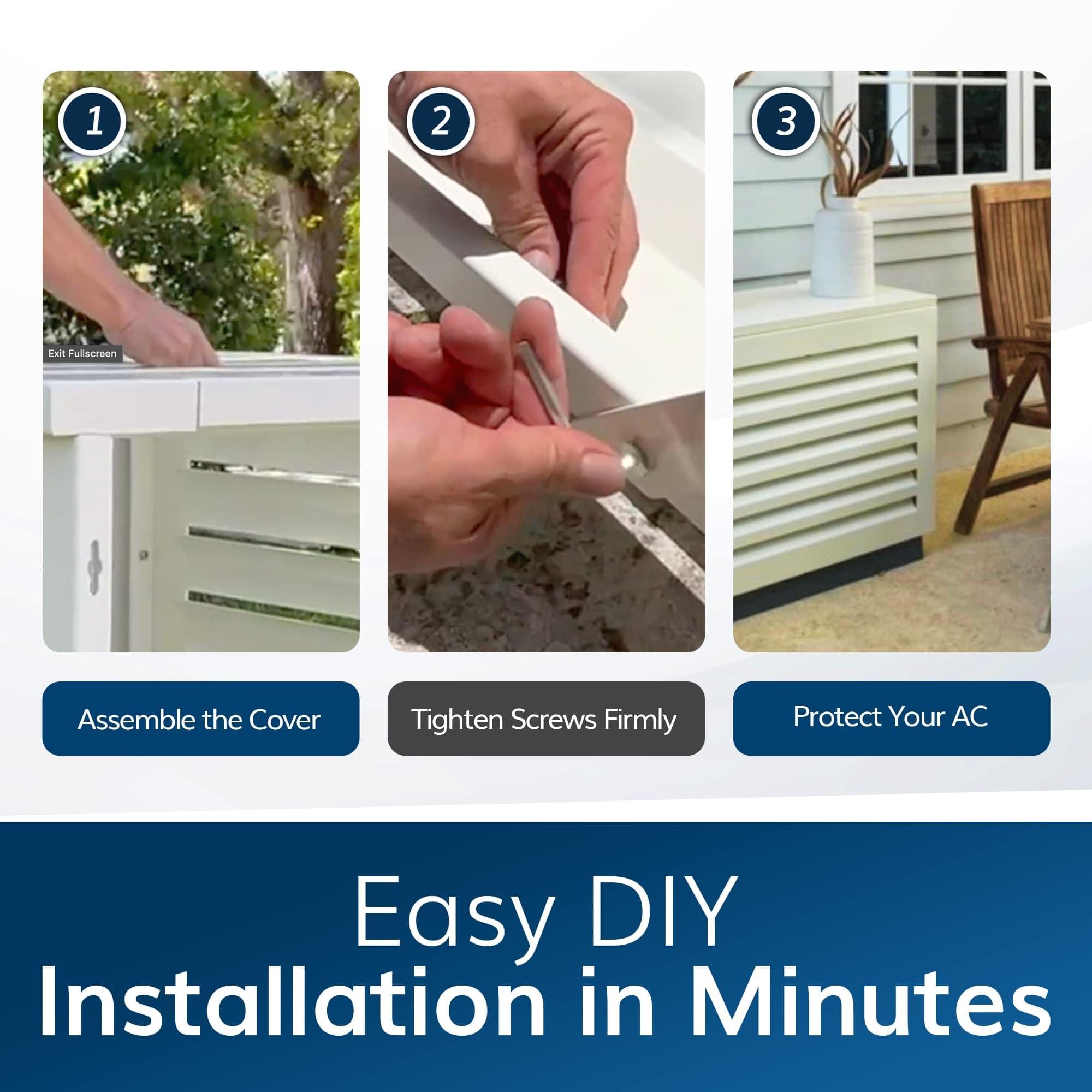 airdeko Airdeko's Mini Split AC Cover for Outside Units Sturdy Aluminum, Optimal Performance & Protection of Mini Split System Outdoor Condenser Compatible with Airdeko's Anti-Theft System (White, Small)