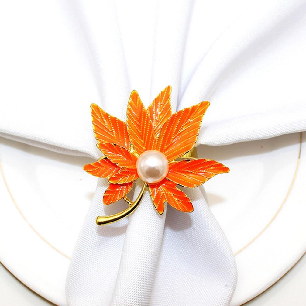 Yardwe Yardwe Fall Napkin Rings Holder, 4pcs Maple Leaf Napkin Ring Christmas Napkin Holder Serviette Buckles for Dining Table Harvest Autumn Farmhouse Thanksgiving Day Party Decor