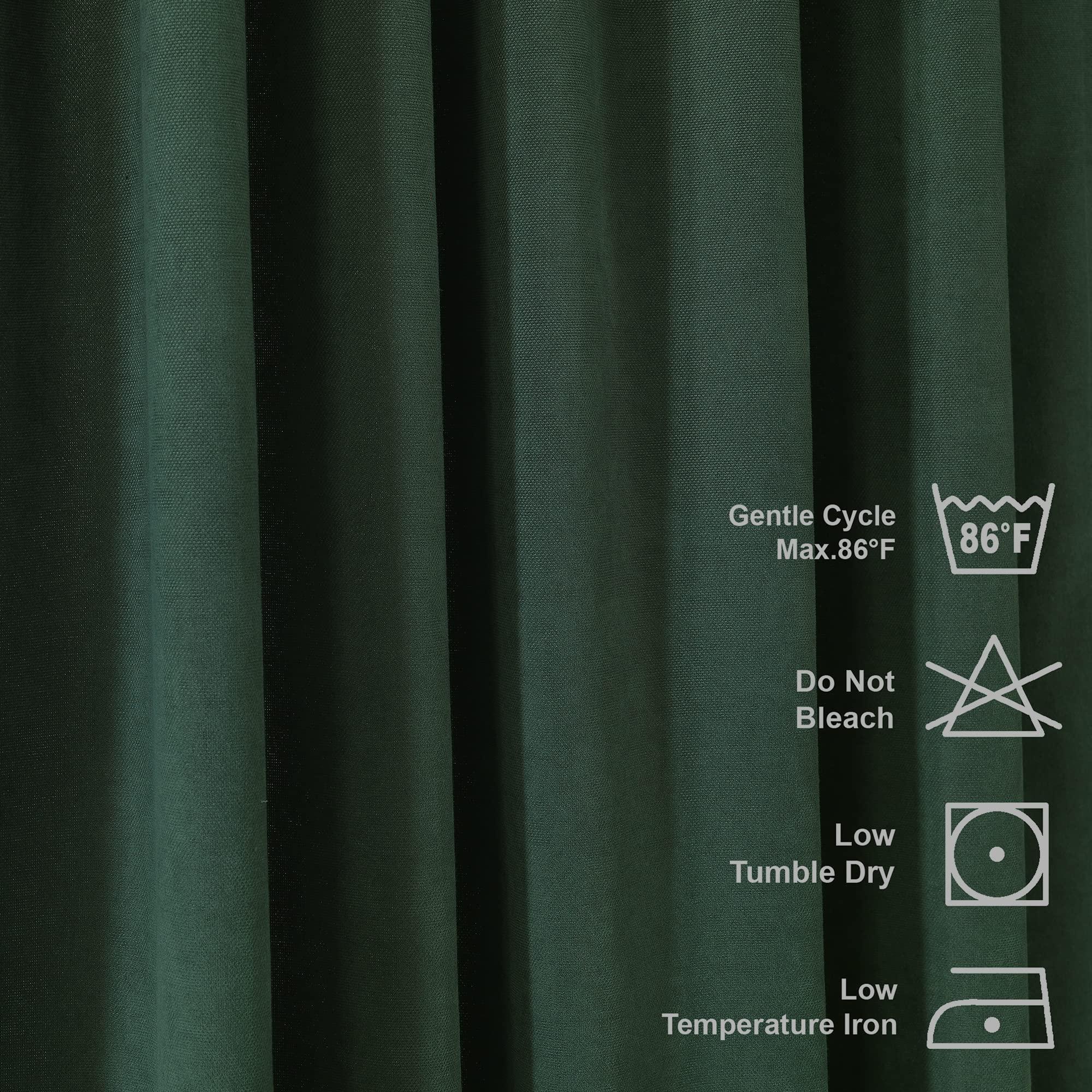 CASANEMA CASANEMA 288" Length Decorative Dark Green Curtain Drapes - Hanging Back Tab (1 Panel) - Made in Turkey (52" W x 288" L)