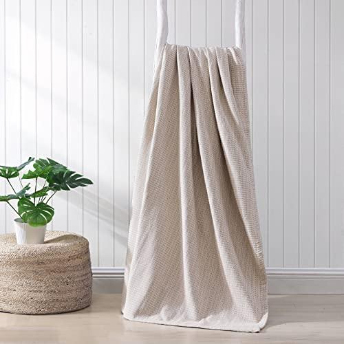 Tommy Bahama Tommy Bahama - King Blanket, Soft Cotton Bedding, Medium Weight & All Season Home Decor (Bamboo Woven Natural Brown, King)