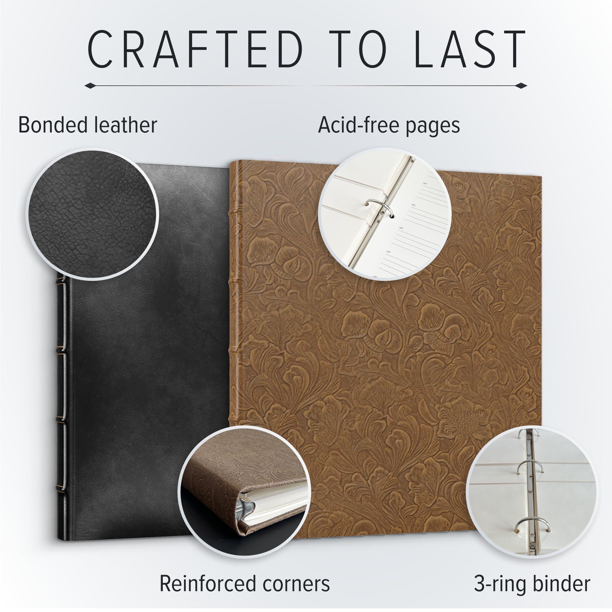 Gallery Leather Gallery Leather Photo Album 4x6-3 Ring Binder Photo Album, 60 Pages for 120 Photos, Fillable, Can Fit 8x10 and 5x7 Photos, Handcrafted - Acadia Tan - 11.75 x 10.5 \", Gallery