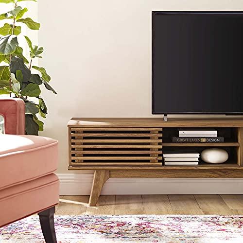 Modway Modway Render 70\" Mid-Century Modern Low Profile Media Console TV Stand, 70 Inch, Walnut Walnut