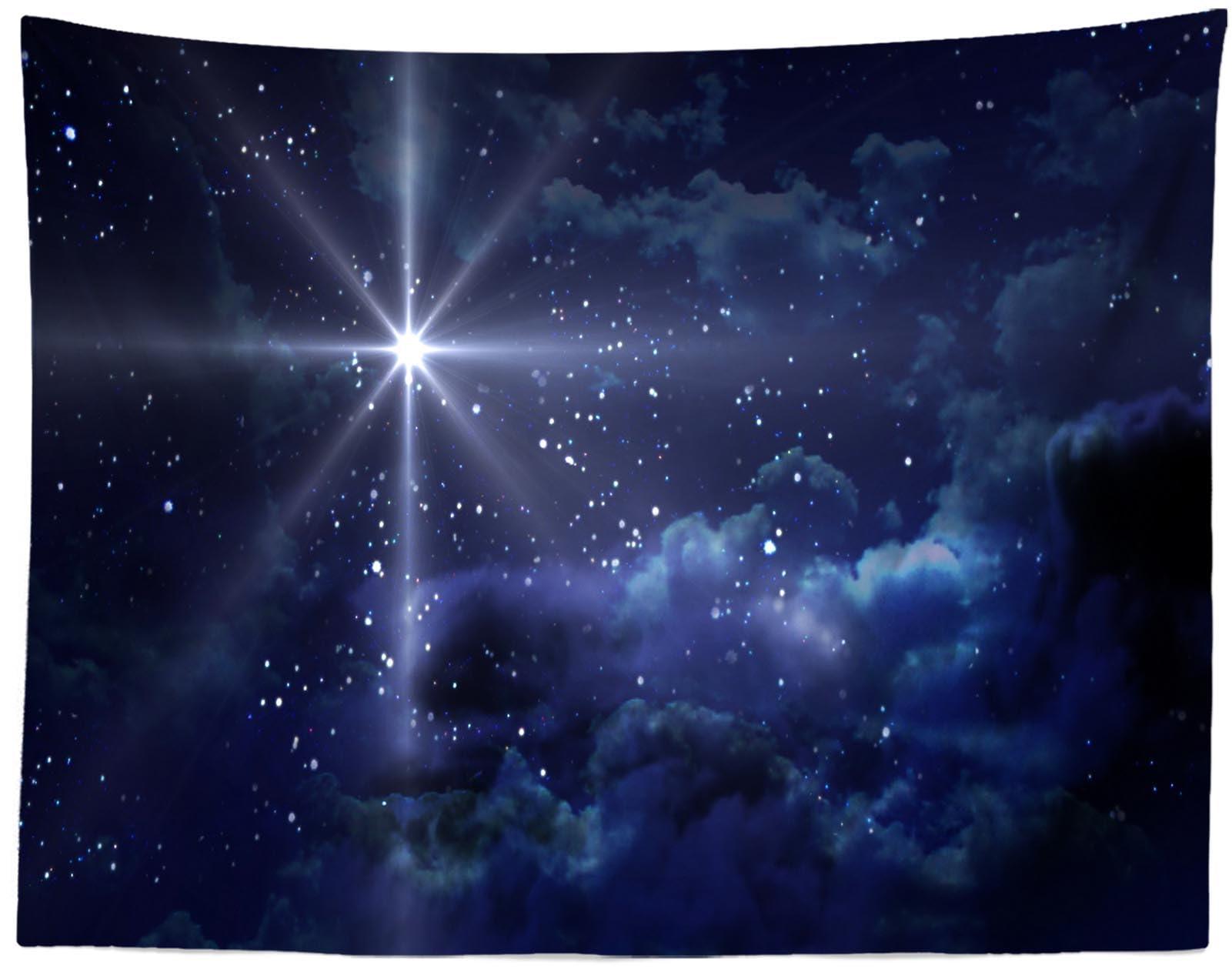 Loccor Loccor Star Night Tapestry Bethlehem Christmas Star Nativity of Jesus Christ Wall Hanging Nativity Scene Star of Bethlehem Blue Starry Sky Tapestry Christian Church Decor Home Decor 70\'\'x47\'\'