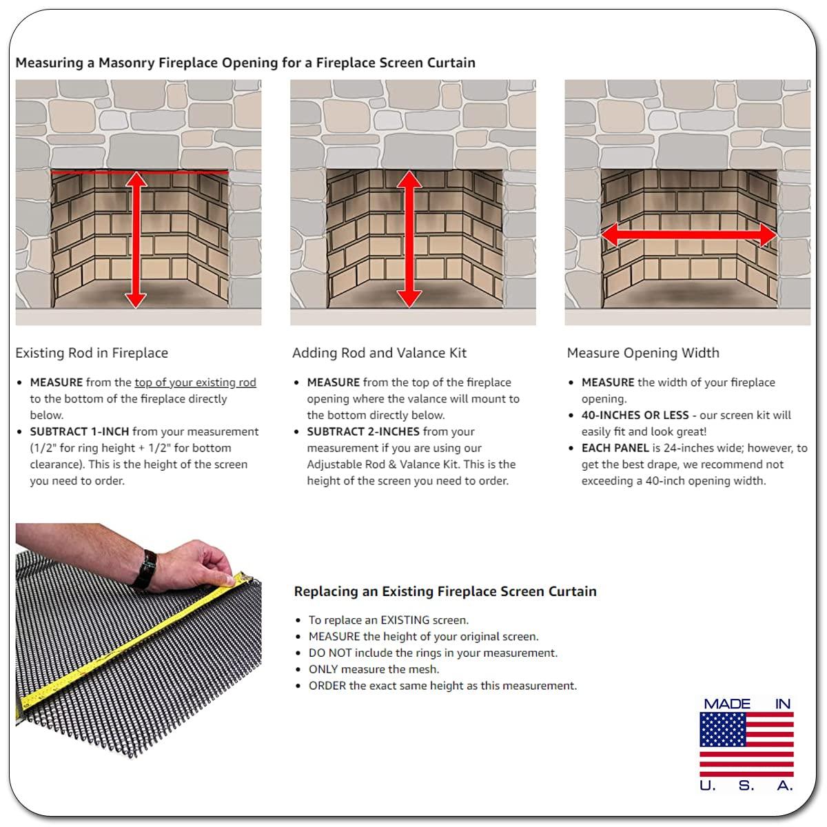 Midwest Hearth Midwest Hearth Fireplace Screen Mesh Curtain 35" High (Made in USA) Two 24" Wide Panels (Antique Bronze)