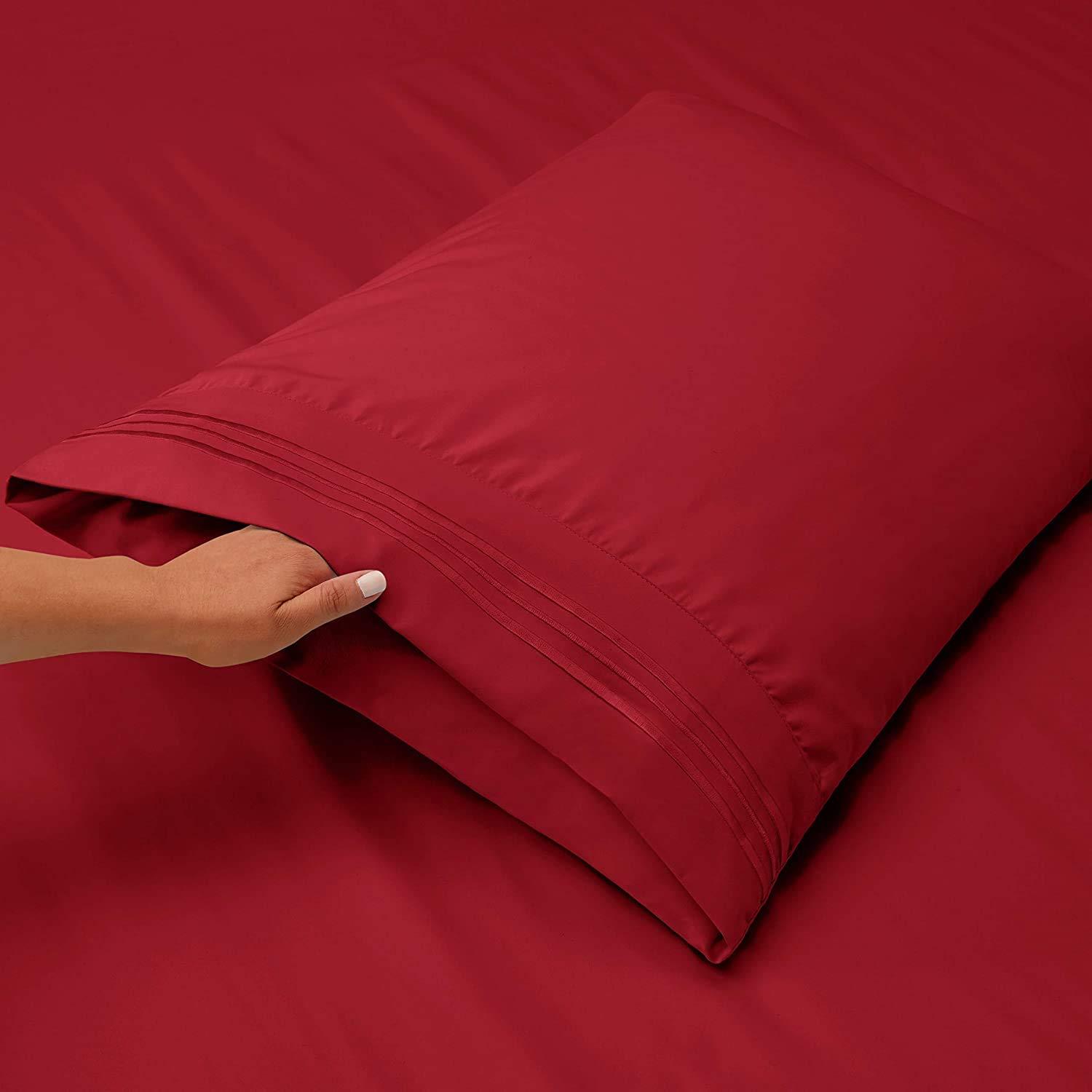 Rover Bedding 800 Thread Count 4pc Full Burgundy Red Sheet Set - 100% Cotton Deep Pocket Bedsheets - Luxury Sheets with Extra Long Staple Cotton, Fits Mattress 20\'\' Deep Pocket, Sateen Weave, Soft, Silky