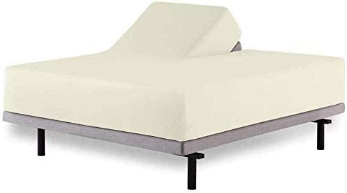 DIFFERENT SHEETING Top Split Cal King Fitted Sheet for Adjustable beds, 100% Cotton 600 TC, 30\" Deep Pocket- 1 PC Half Split Fitted Sheet Only Split Down 34 inches from The Top, Ivory Solid - Split Cal King Size