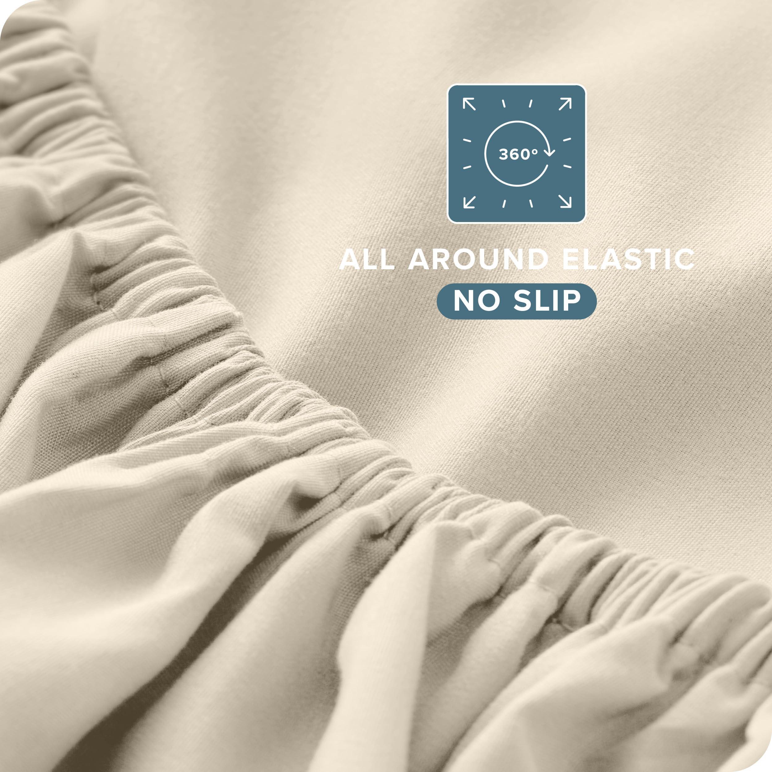 Bare Home Bare Home Split California King Sheet Set - 1800 Ultra-Soft Microfiber Split California King Bed Sheets - Double Brushed - Deep Pockets - Easy Fit - 5 Piece Set - Bed Sheets (Split Cal King, Sand)