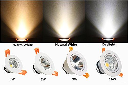 LightingWill LightingWill 2inch LED Dimmable Downlight, 3W COB Recessed Ceiling Light, Daylight White 5500K-6000K, CRI80, 25W 220LM Halogen Bulbs Equivalent, White (4 Pack)