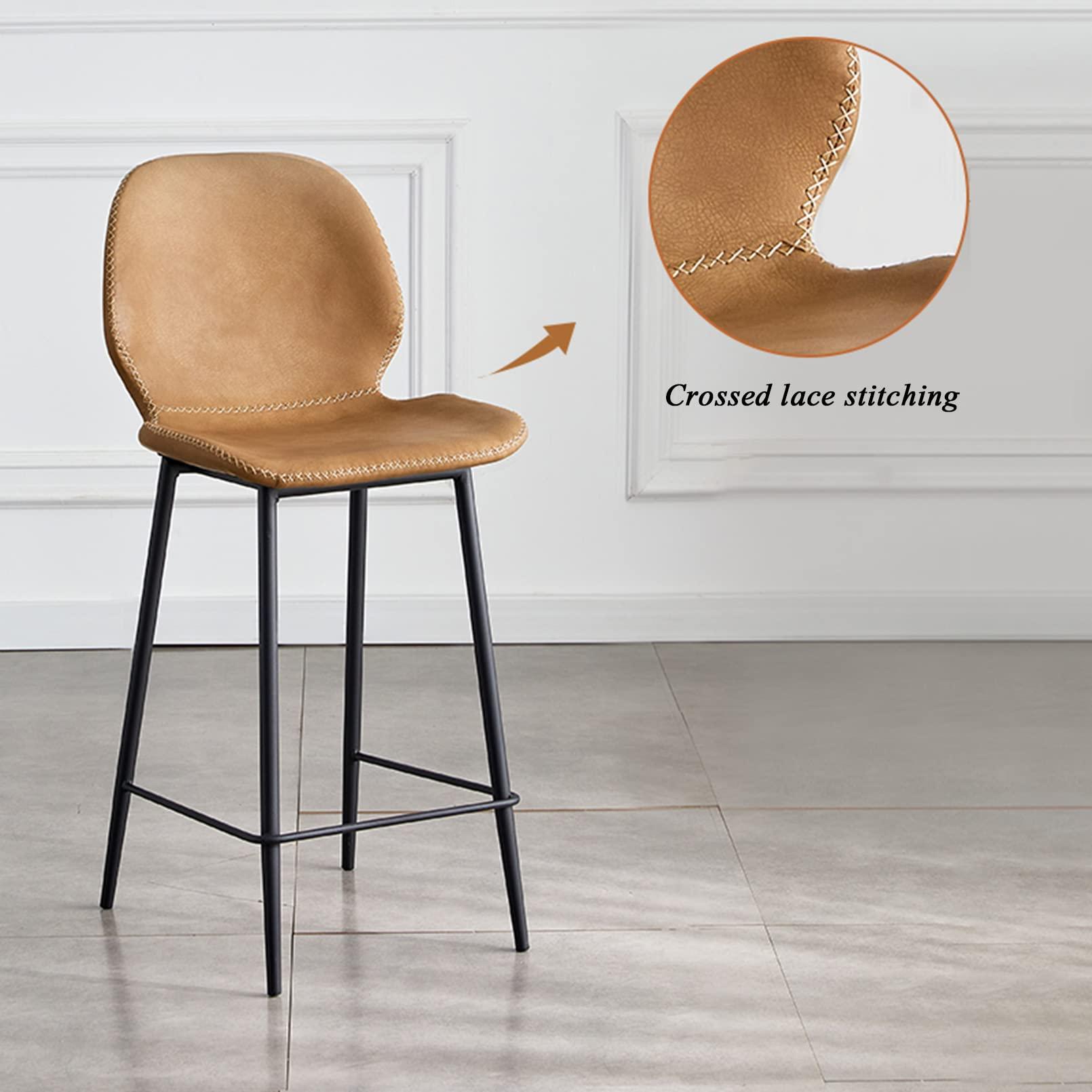 TBWFRD Bar Stool Counter Stool, Bar Chair with Backrest and Footrest, Fixed Height Barstool Tall Bar Height Chair PU Leather High Stool for Kitchen Island, Support 300 LBS