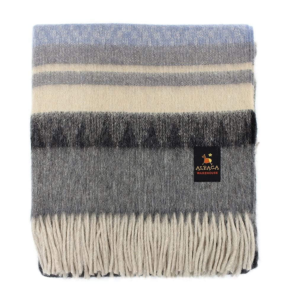 Alpaca Warehouse Alpaca Wool Blanket Throw Cherokee Design for Bed Couch Sofa Soft Warm Peruvian Alpaca Wool Blankets 72\" x 60\" (Combination 11 (Light Blue))