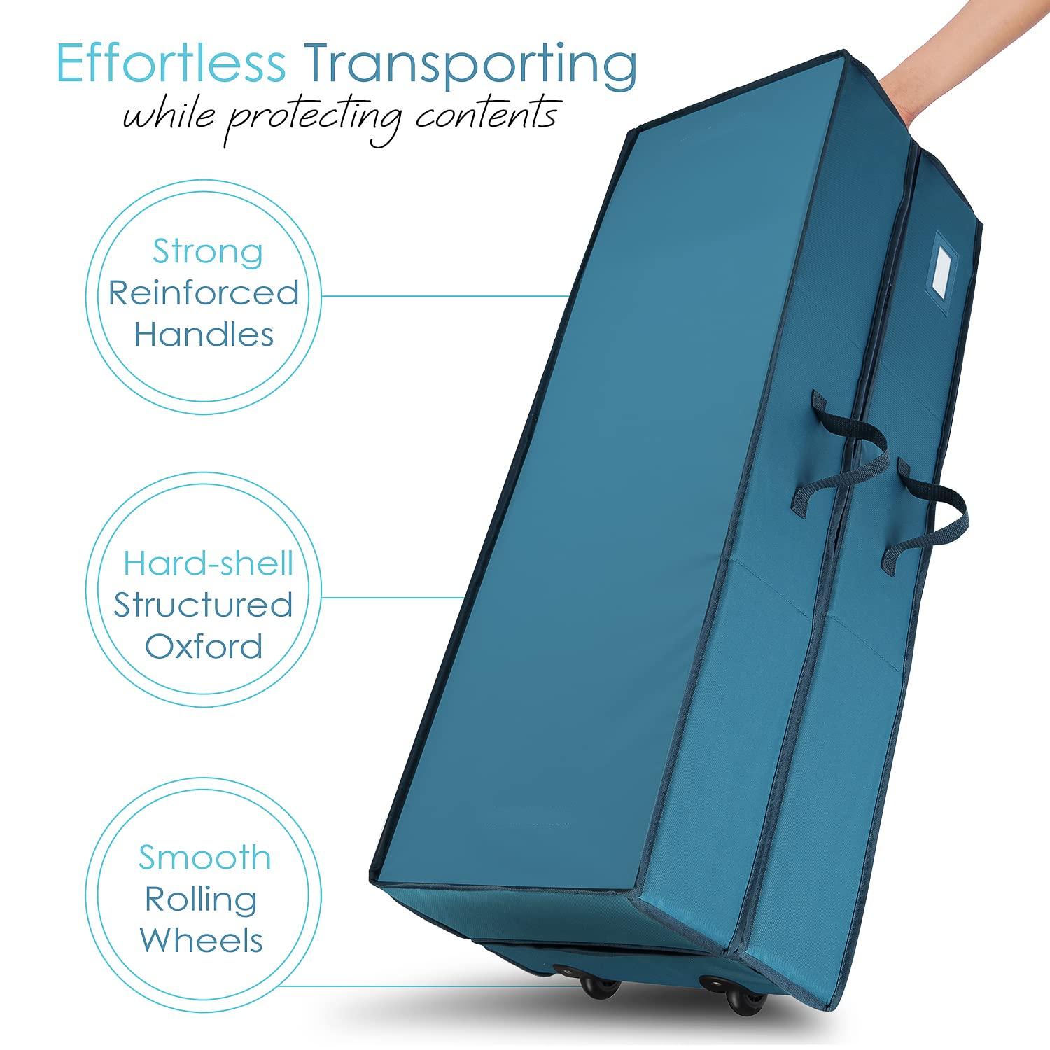 Hearth & Harbor Hearth & Harbor Holiday Storage with Christmas Bins and Ribbon Organizer - Fade Resistant Wrapping Paper Containers with Wheels Fits Up to 30 Rolls